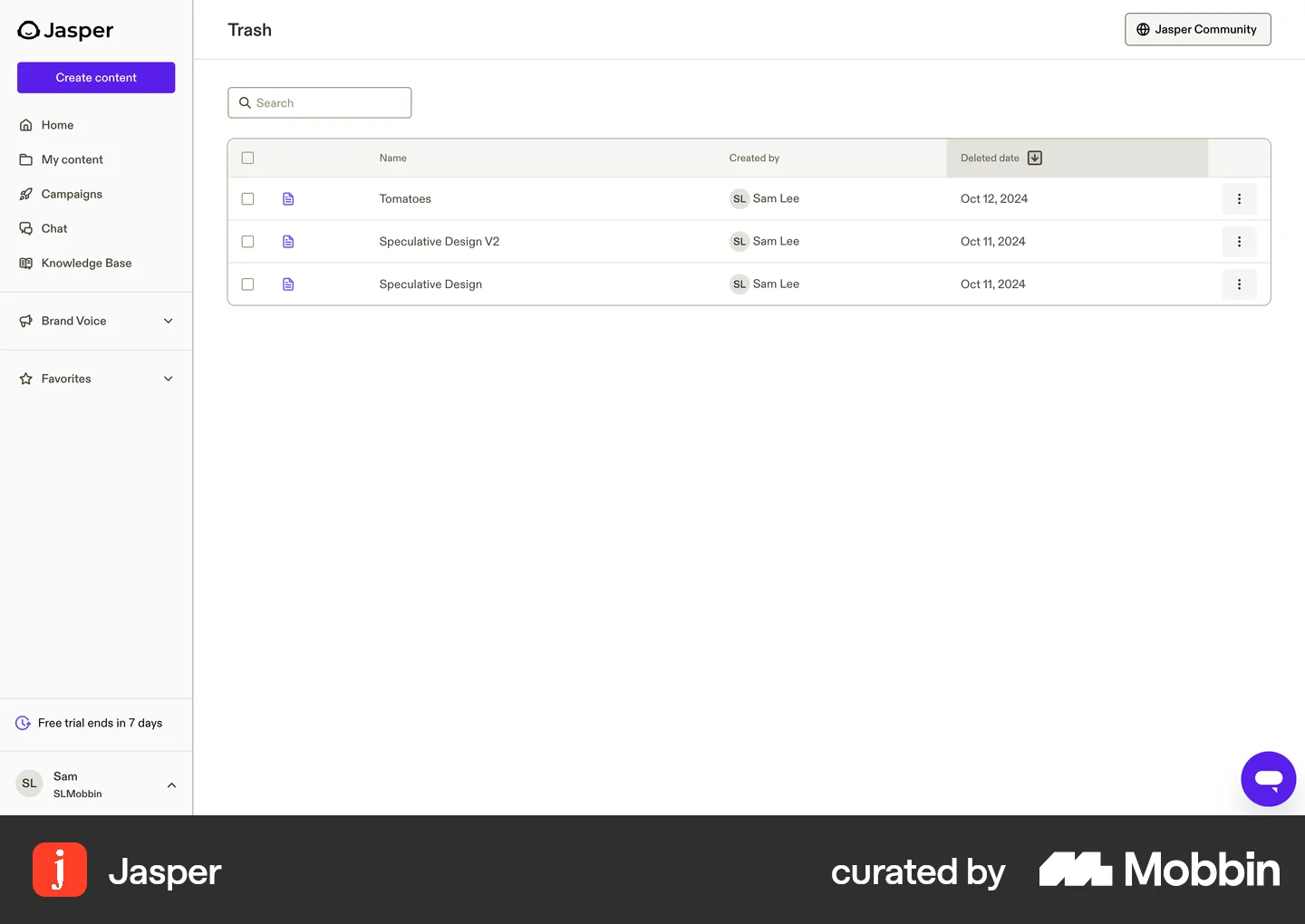 Trash UI Design Examples for Web