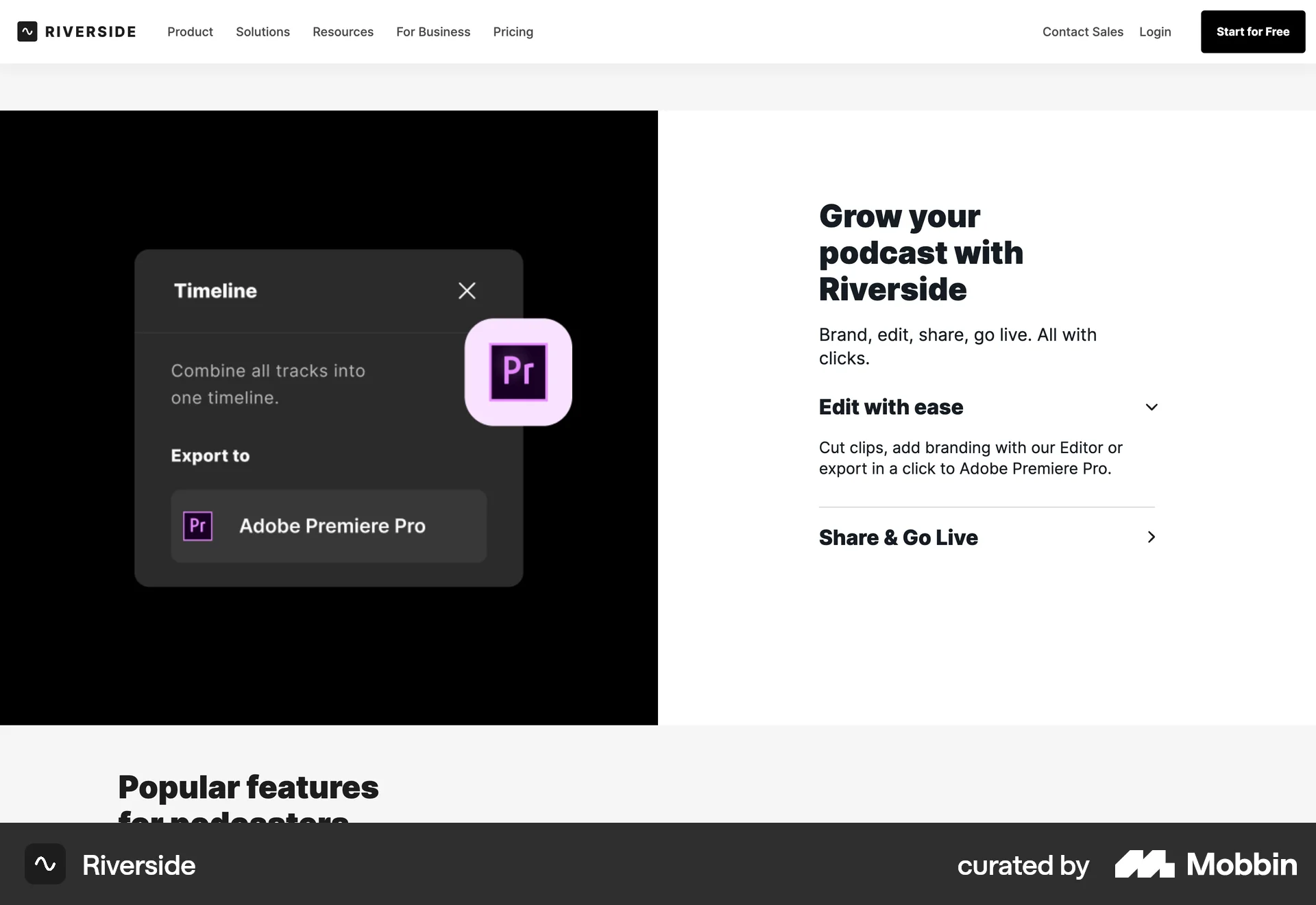 Riverside Web screen containing Accordion UI element