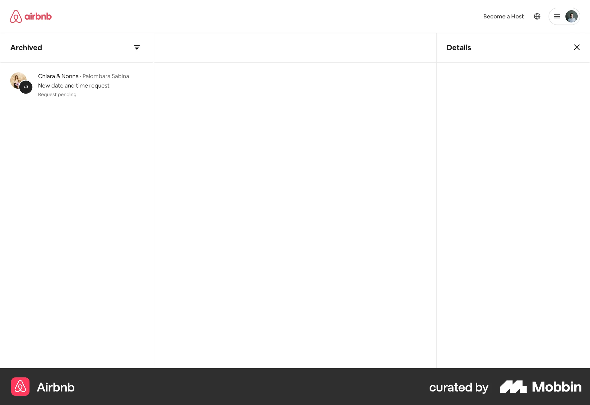 Airbnb Web Trash & Archive screen