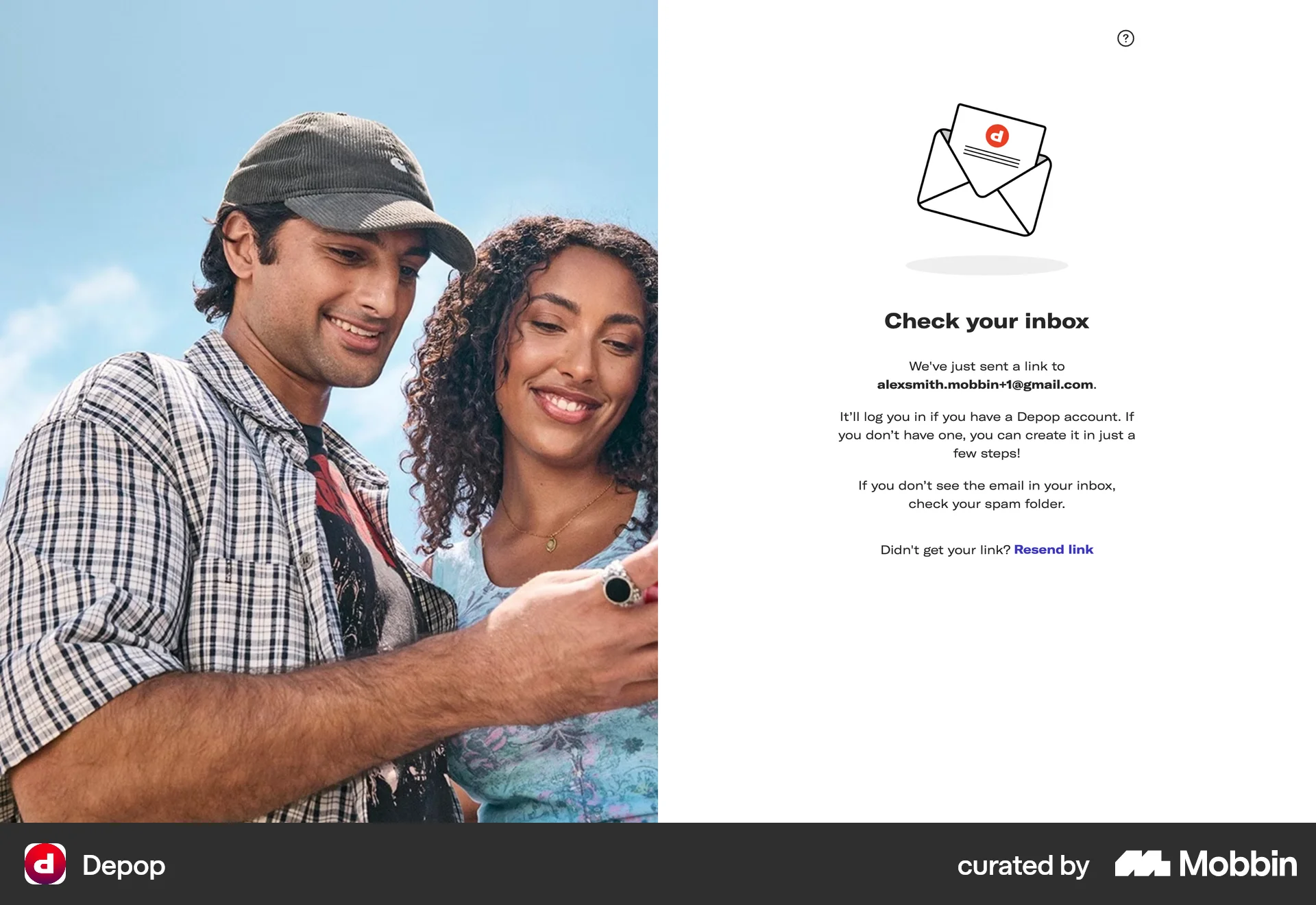 Depop Web Verification screen