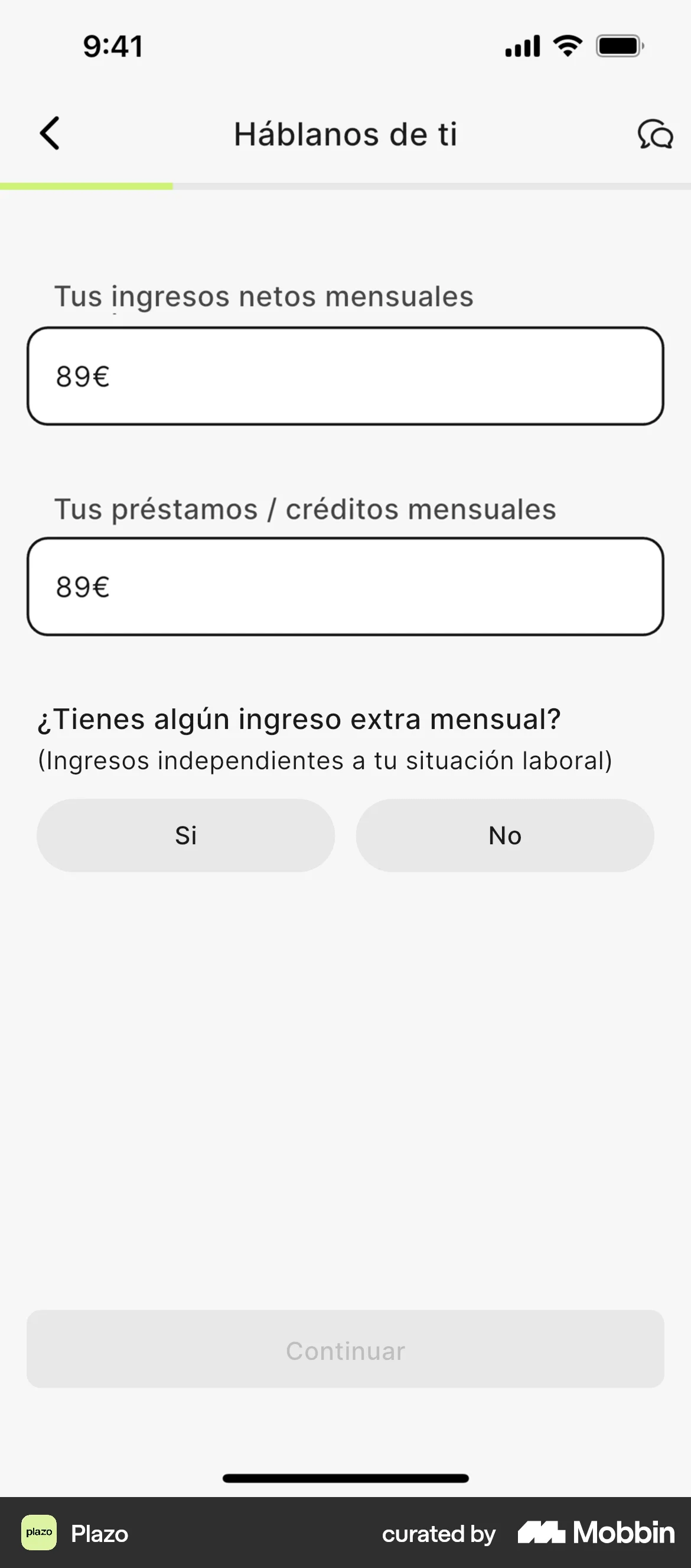 Plazo Onboarding screen