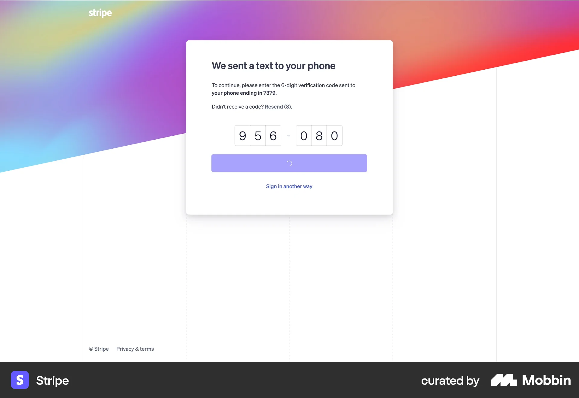 Stripe Web screen containing Loading Indicator UI element