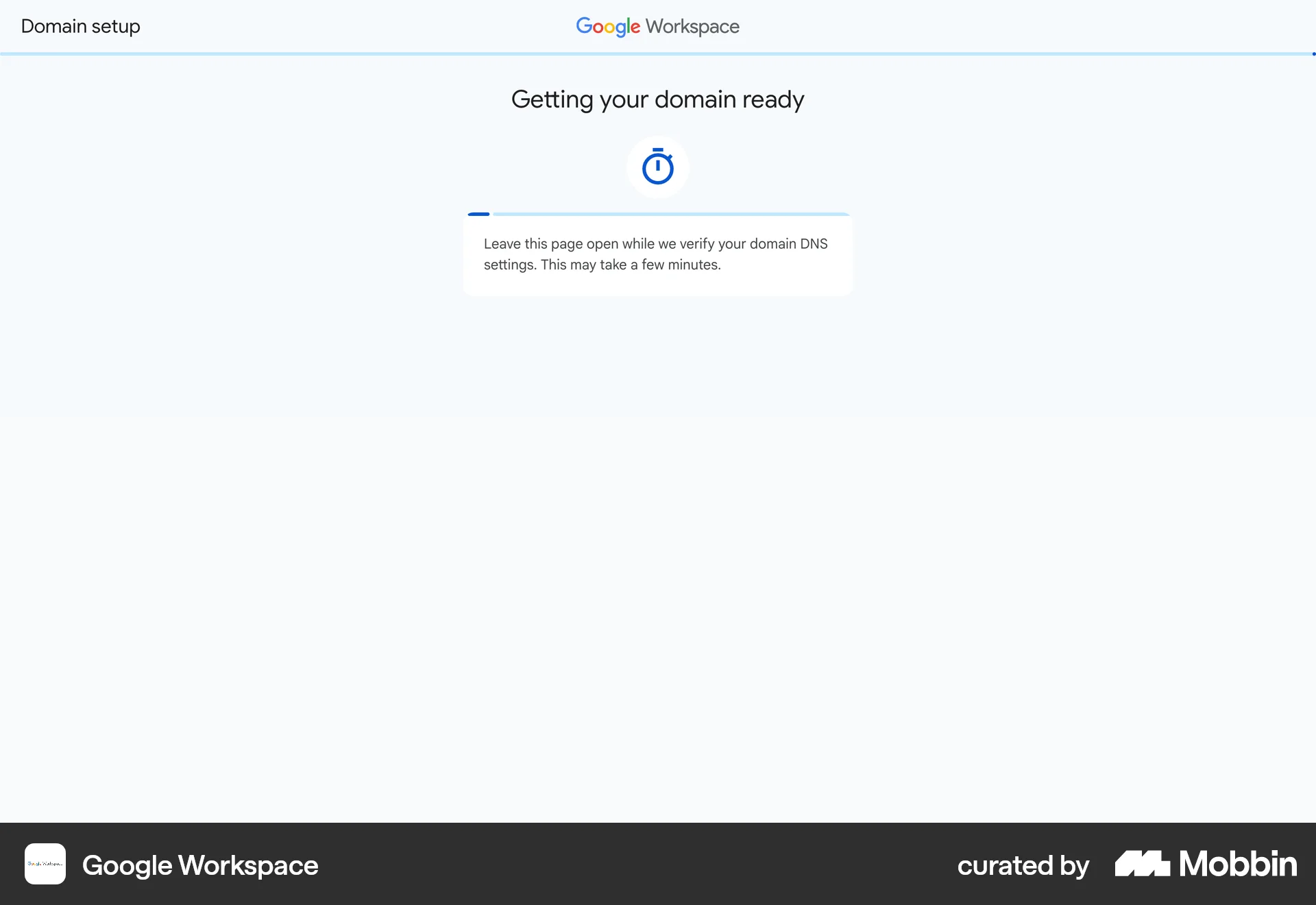 Google Workspace Web screen containing Loading Indicator UI element