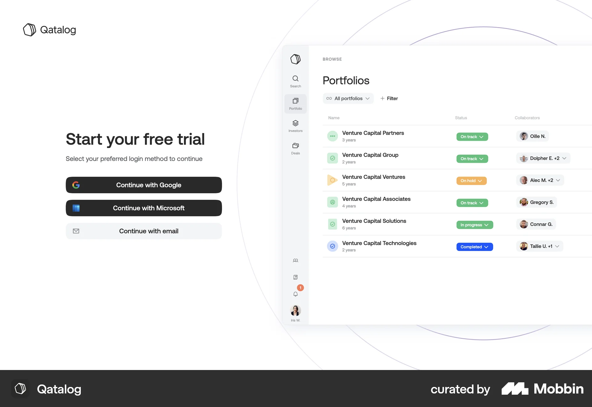 Qatalog Web Login screen