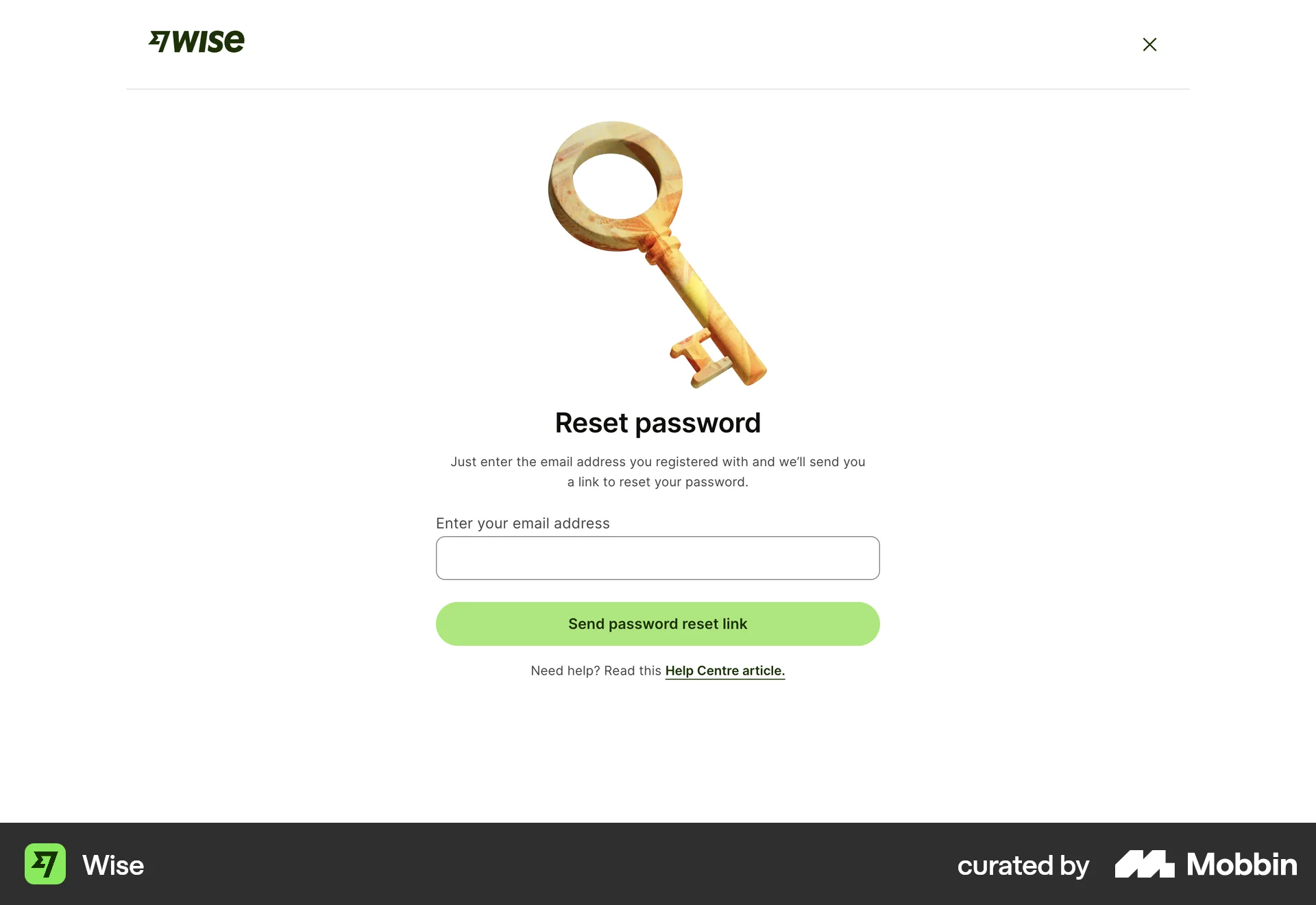 Wise Web Forgot Password screen