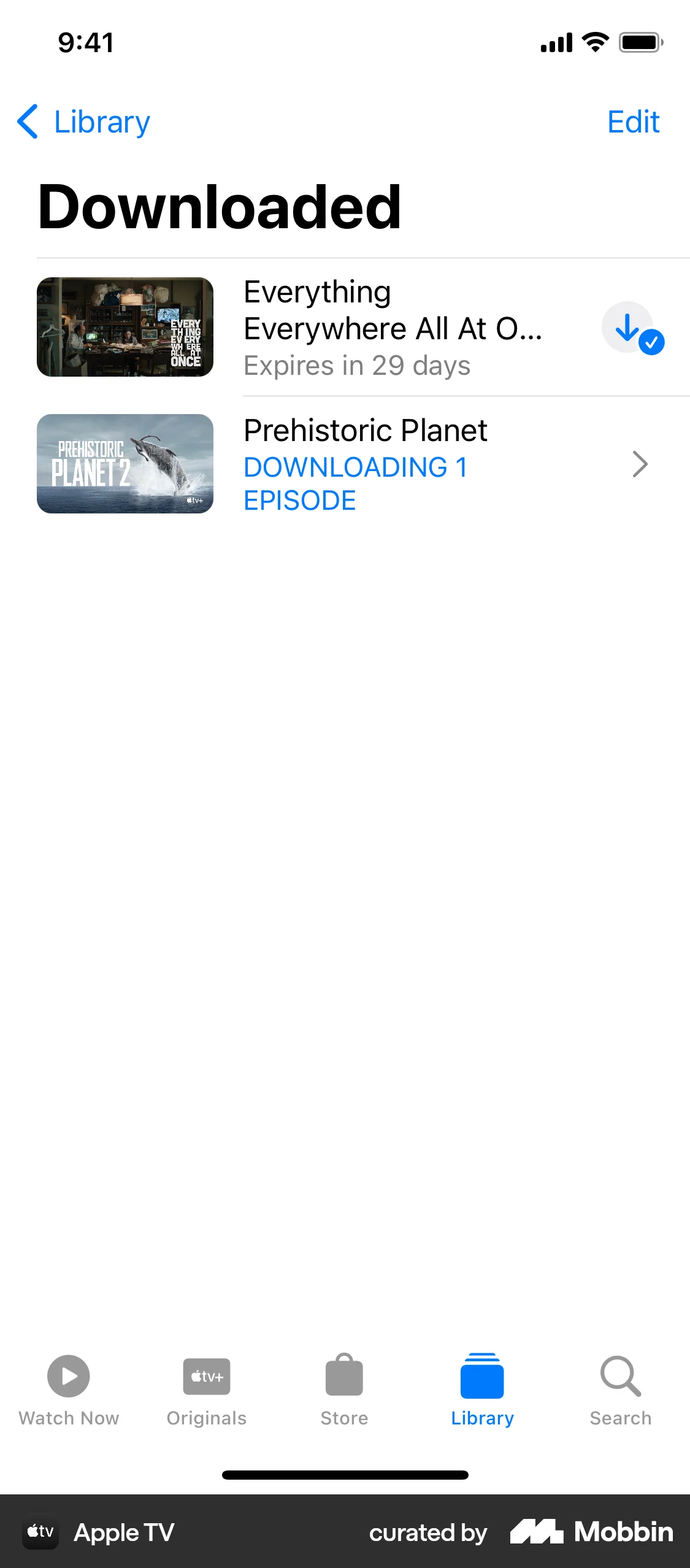 Apple TV iOS Downloads & Available Offline screen