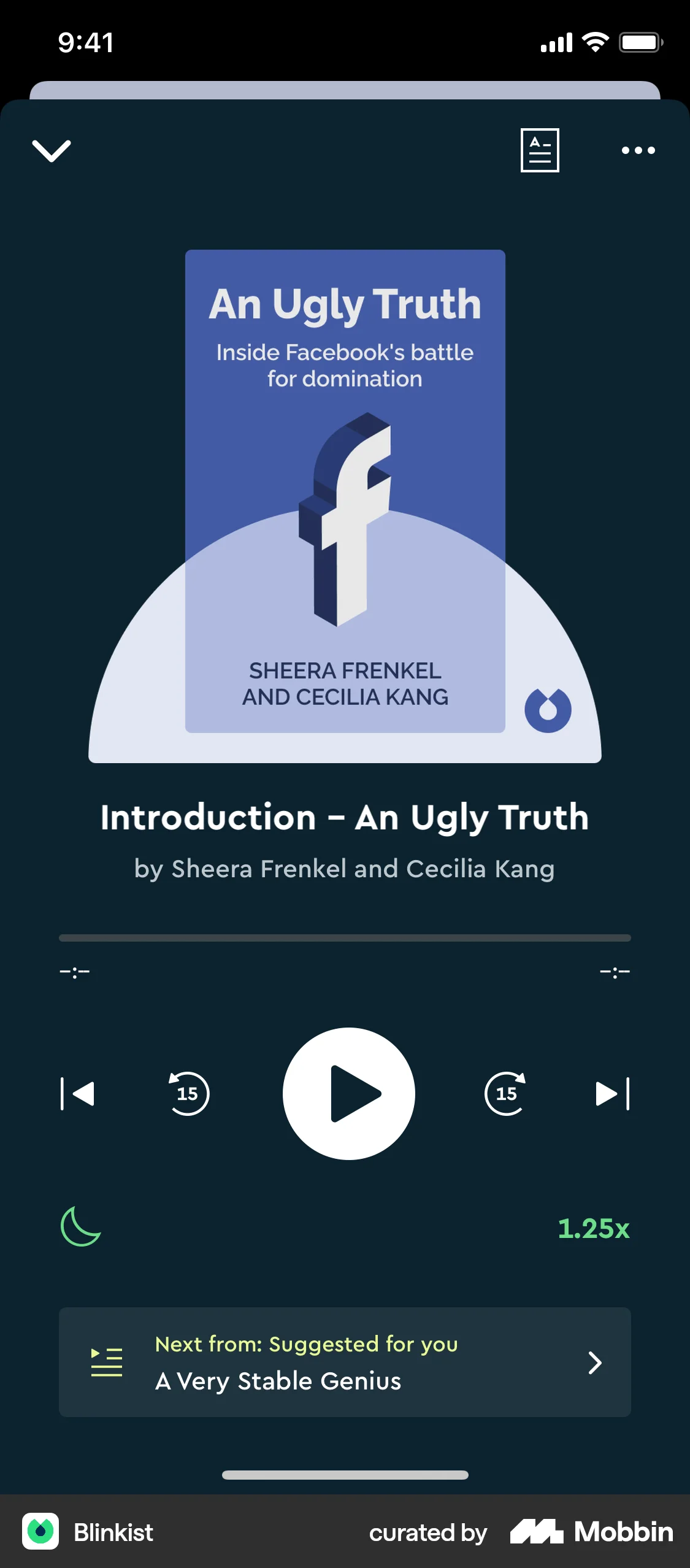 Blinkist iOS Song & Podcast Detail screen
