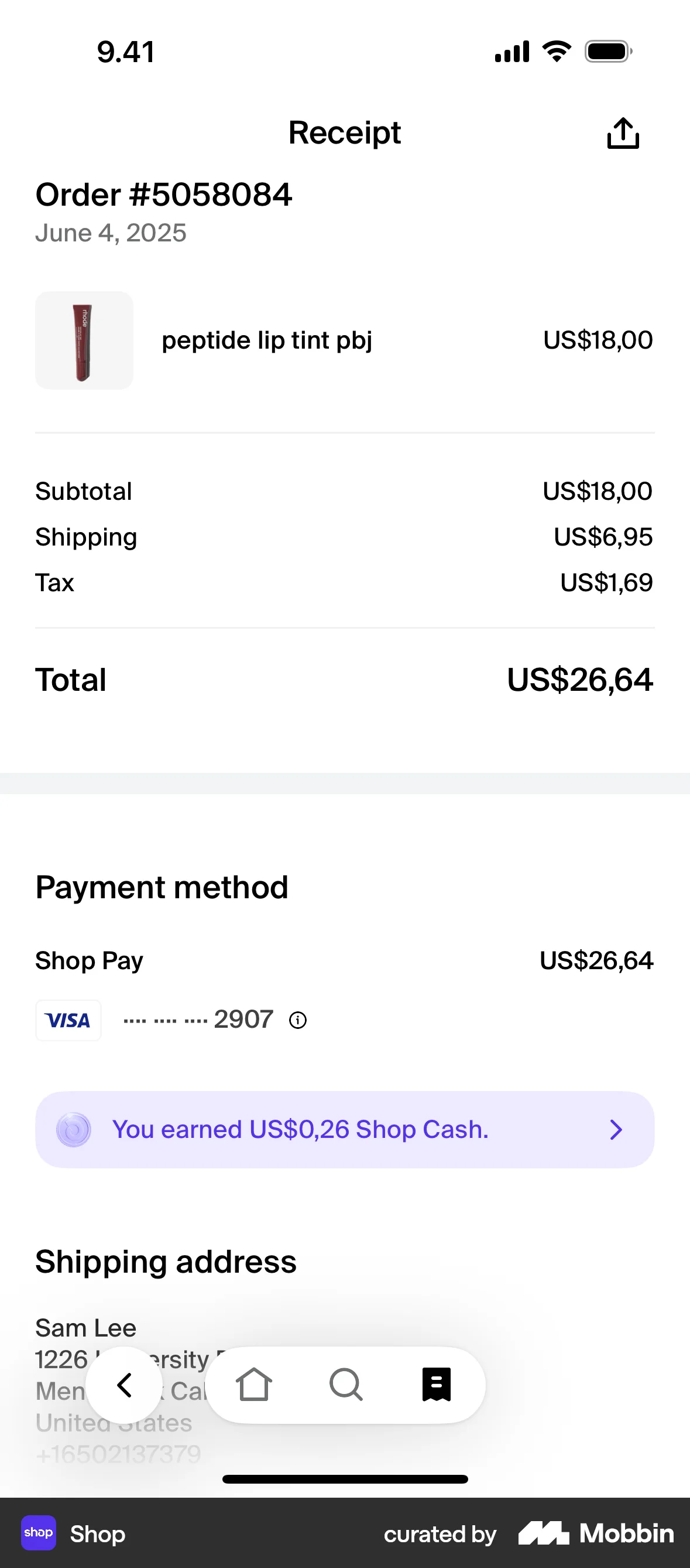 Shop iOS Order Detail screen