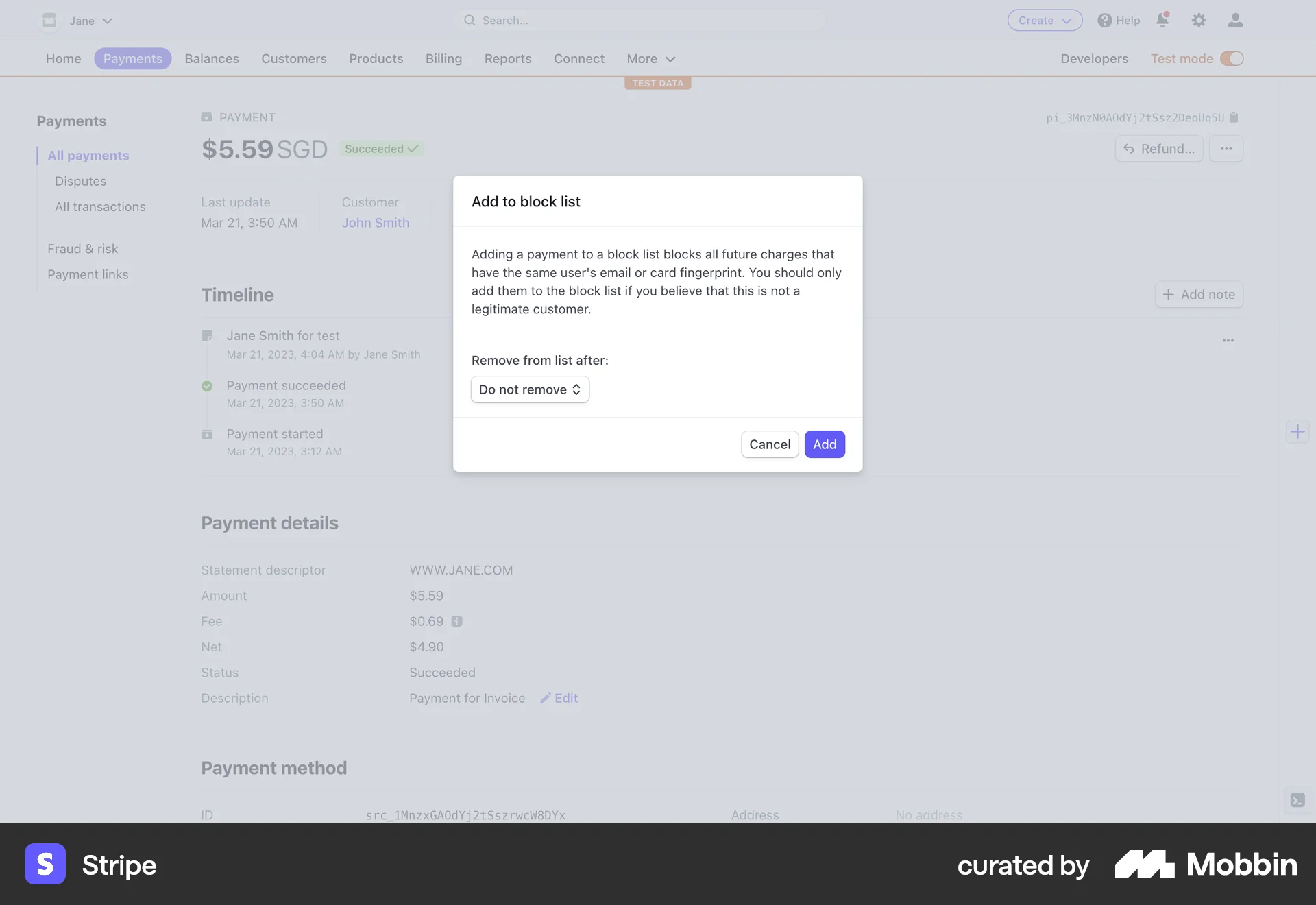 Stripe Web Ban & Block screen