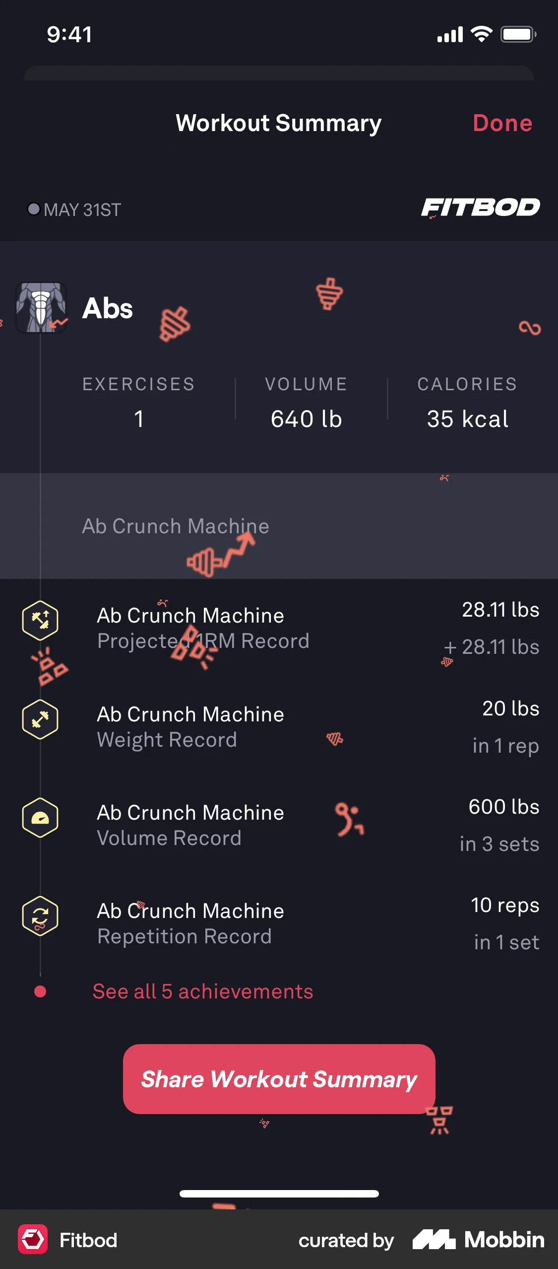 Fitbod iOS Confetti screen