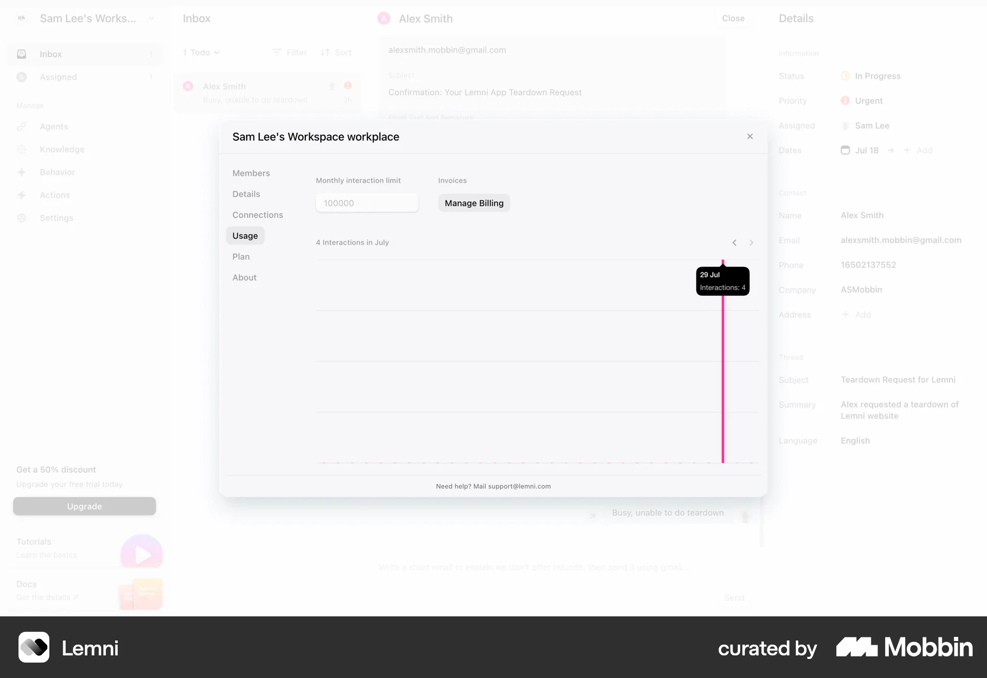 Lemni Web screen containing Tooltip UI element