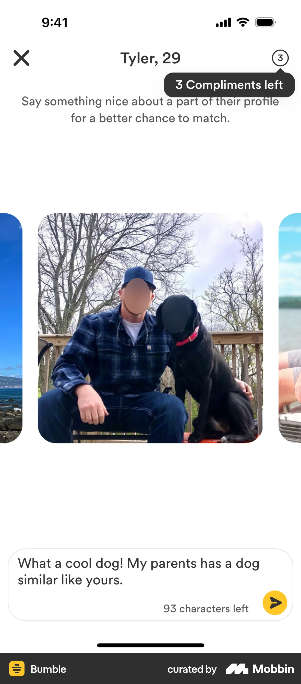 Bumble iOS screen containing Tooltip UI element
