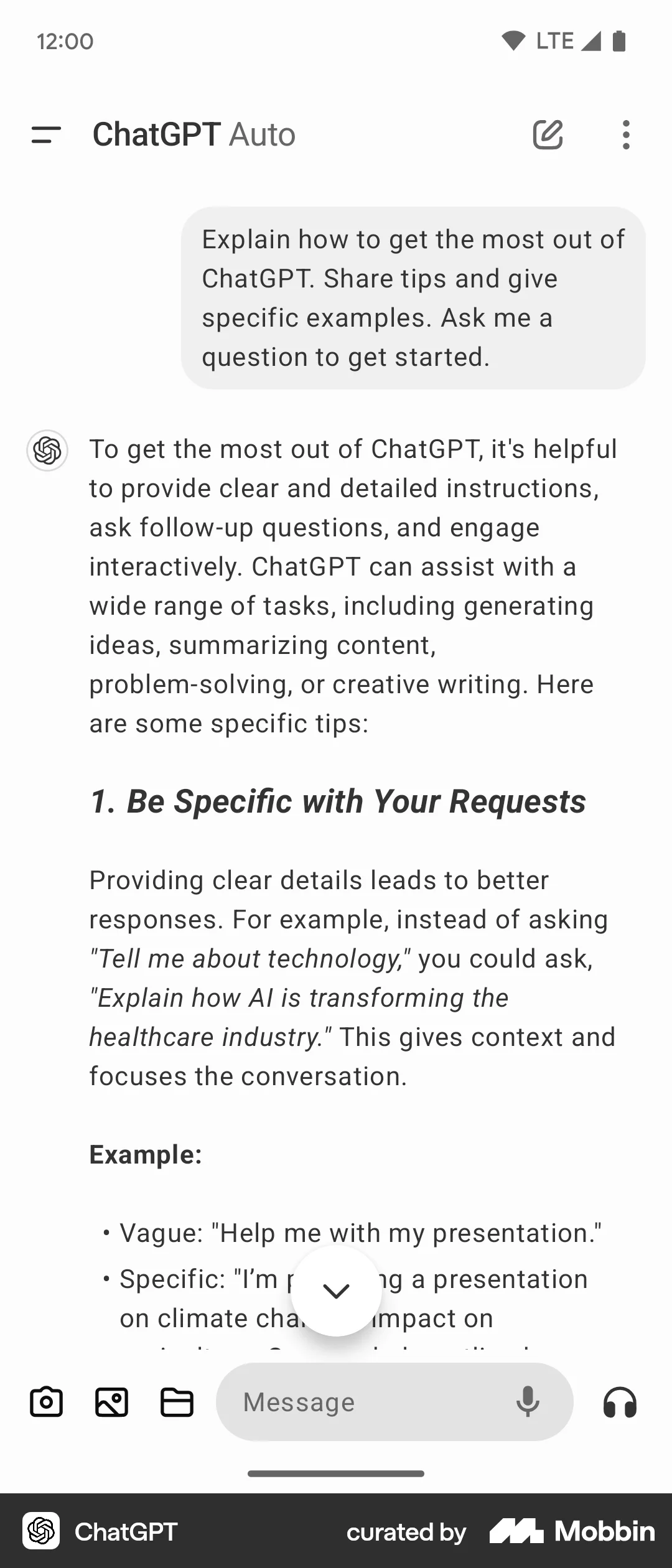 ChatGPT Android AI App screen