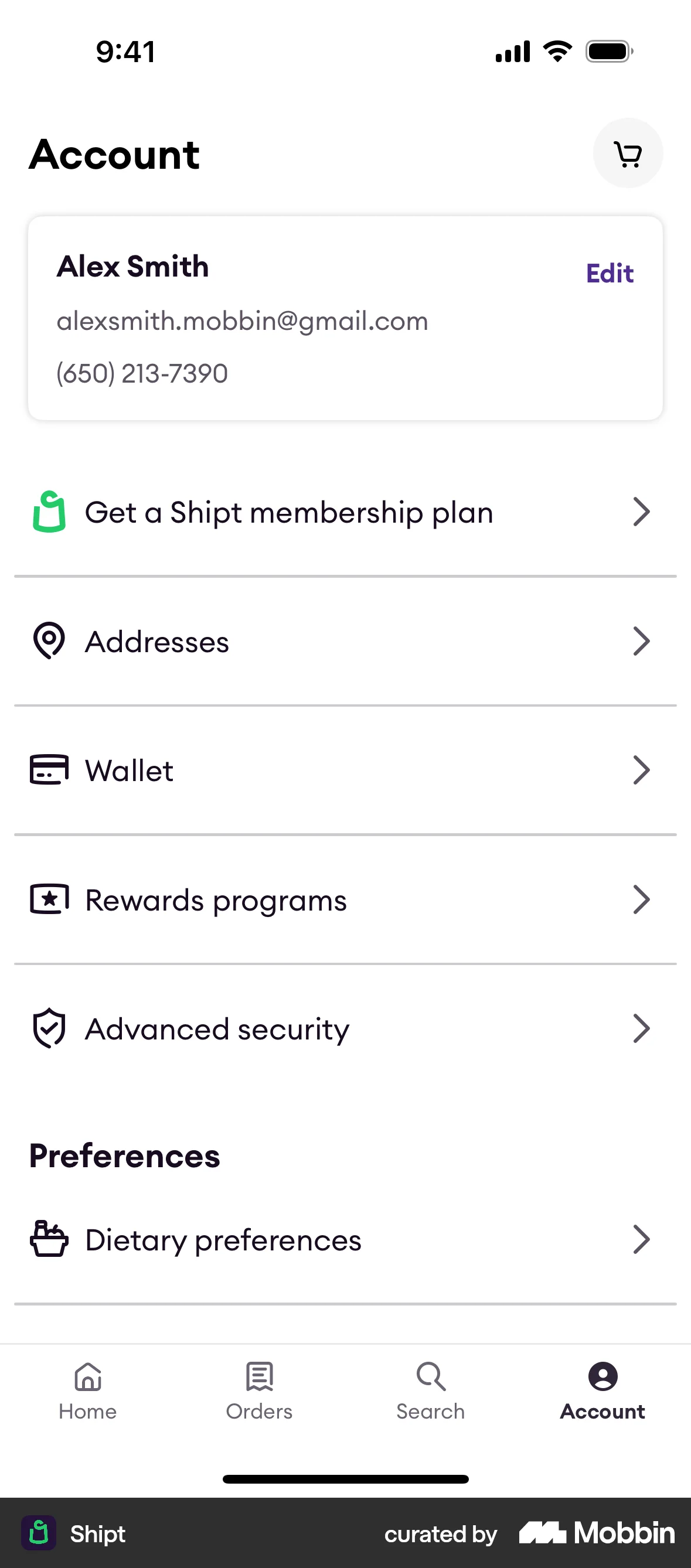 Shipt iOS Settings & Preferences screen
