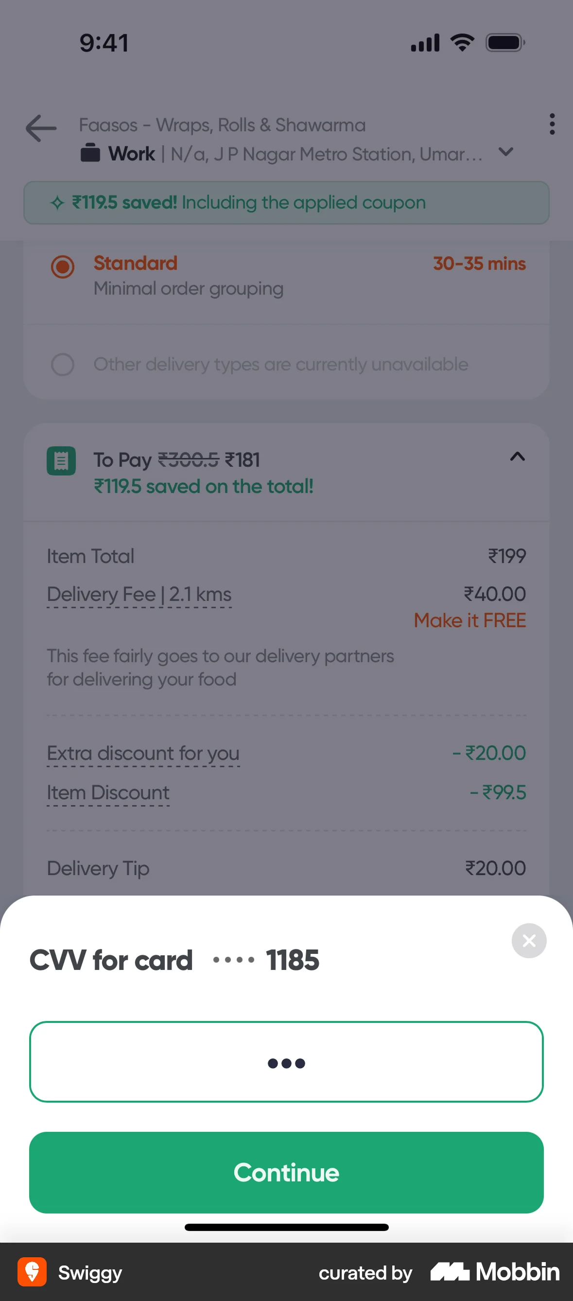Swiggy iOS Verification screen