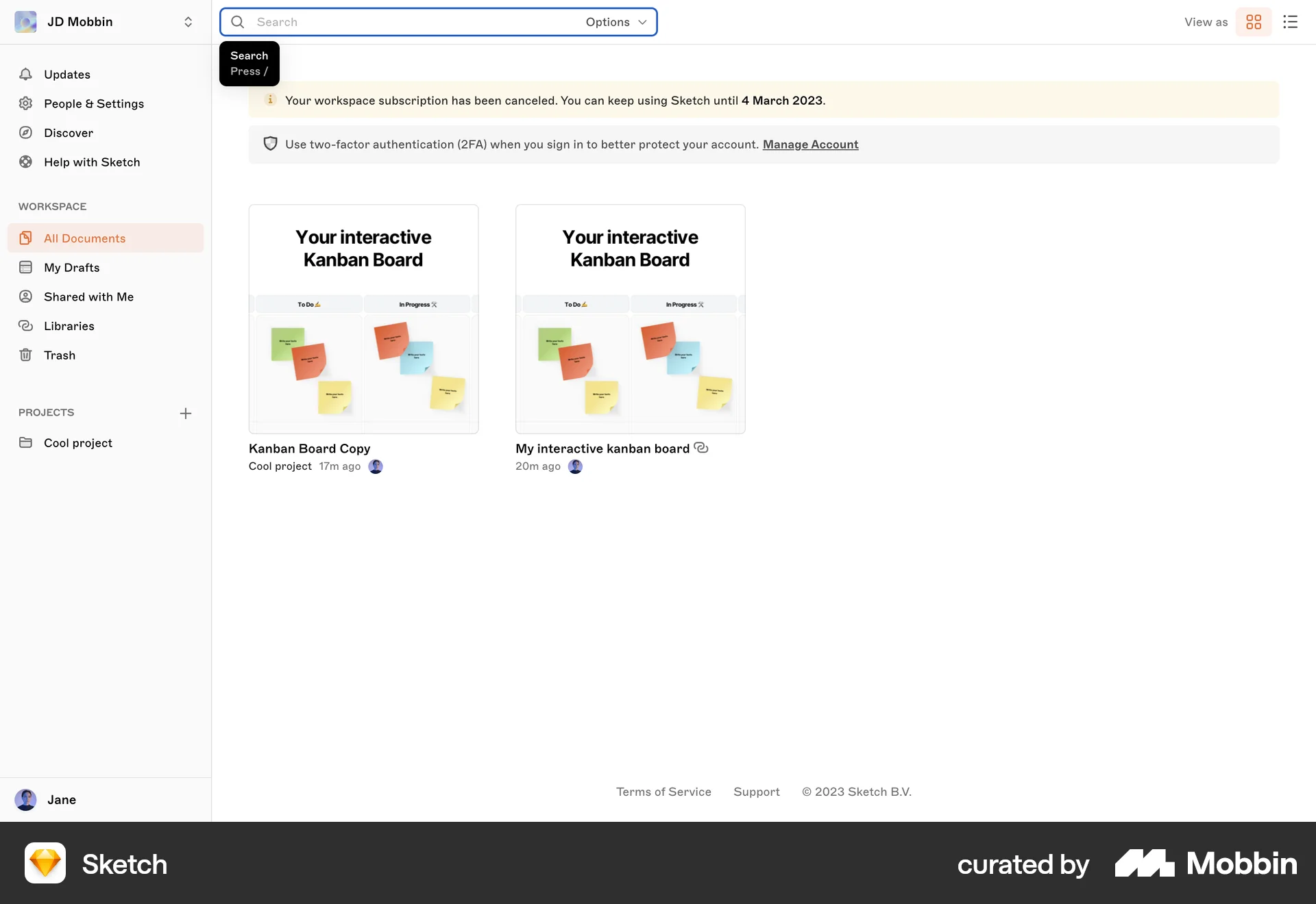 Sketch Web Search screen