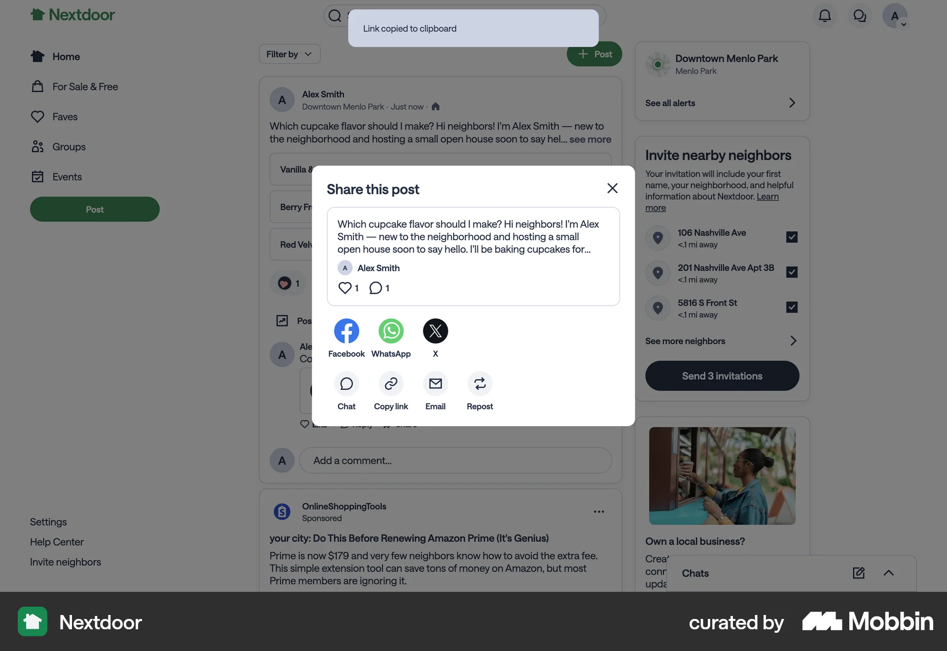 Nextdoor Web Acknowledgement & Success screen