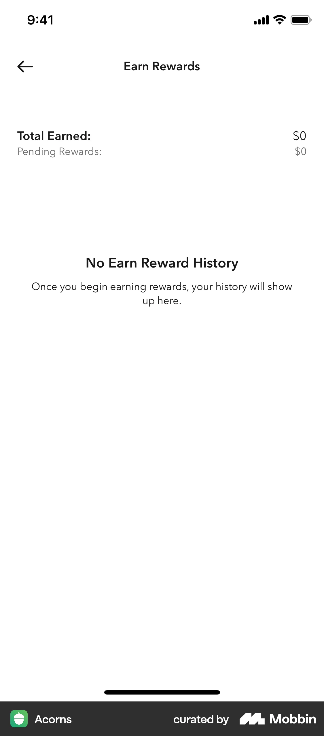 Acorns iOS Promotions & Rewards screen