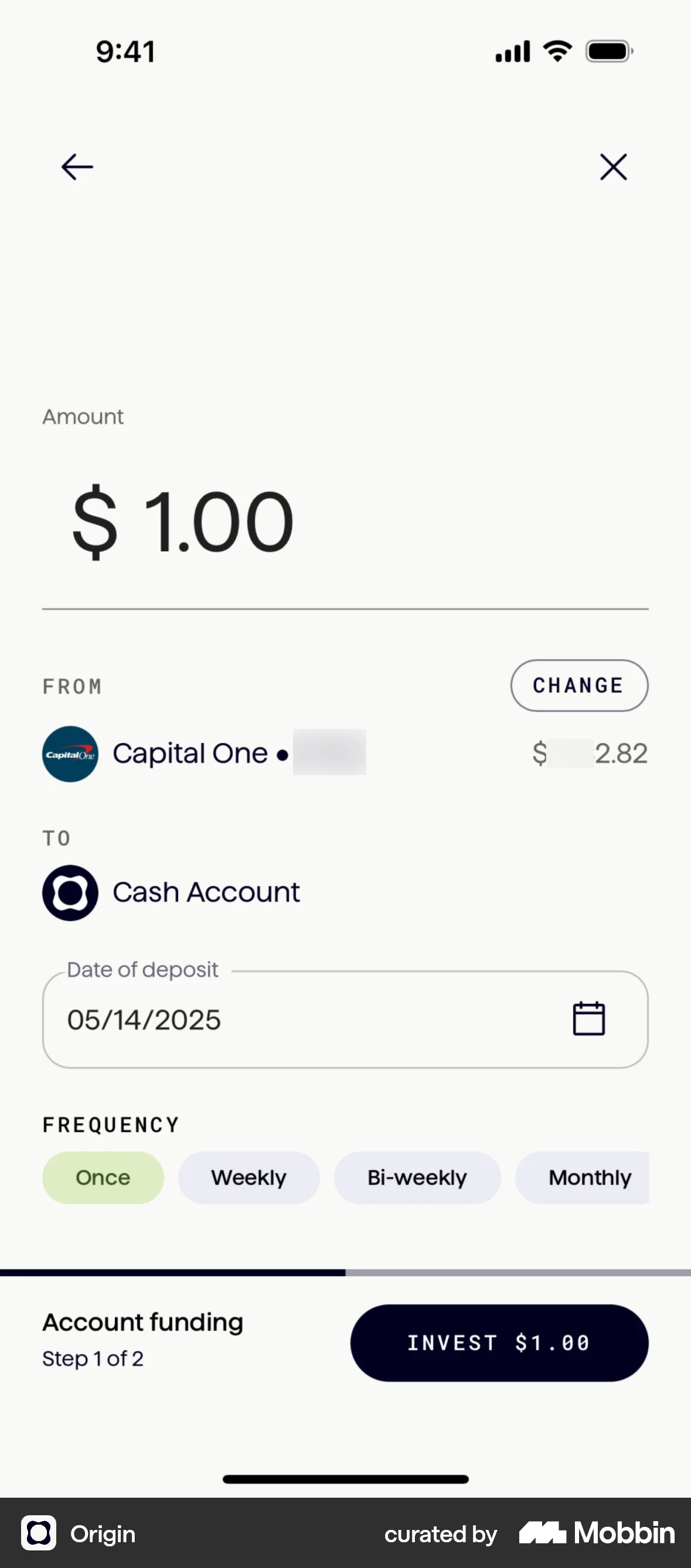 Origin iOS screen containing Text Field UI element