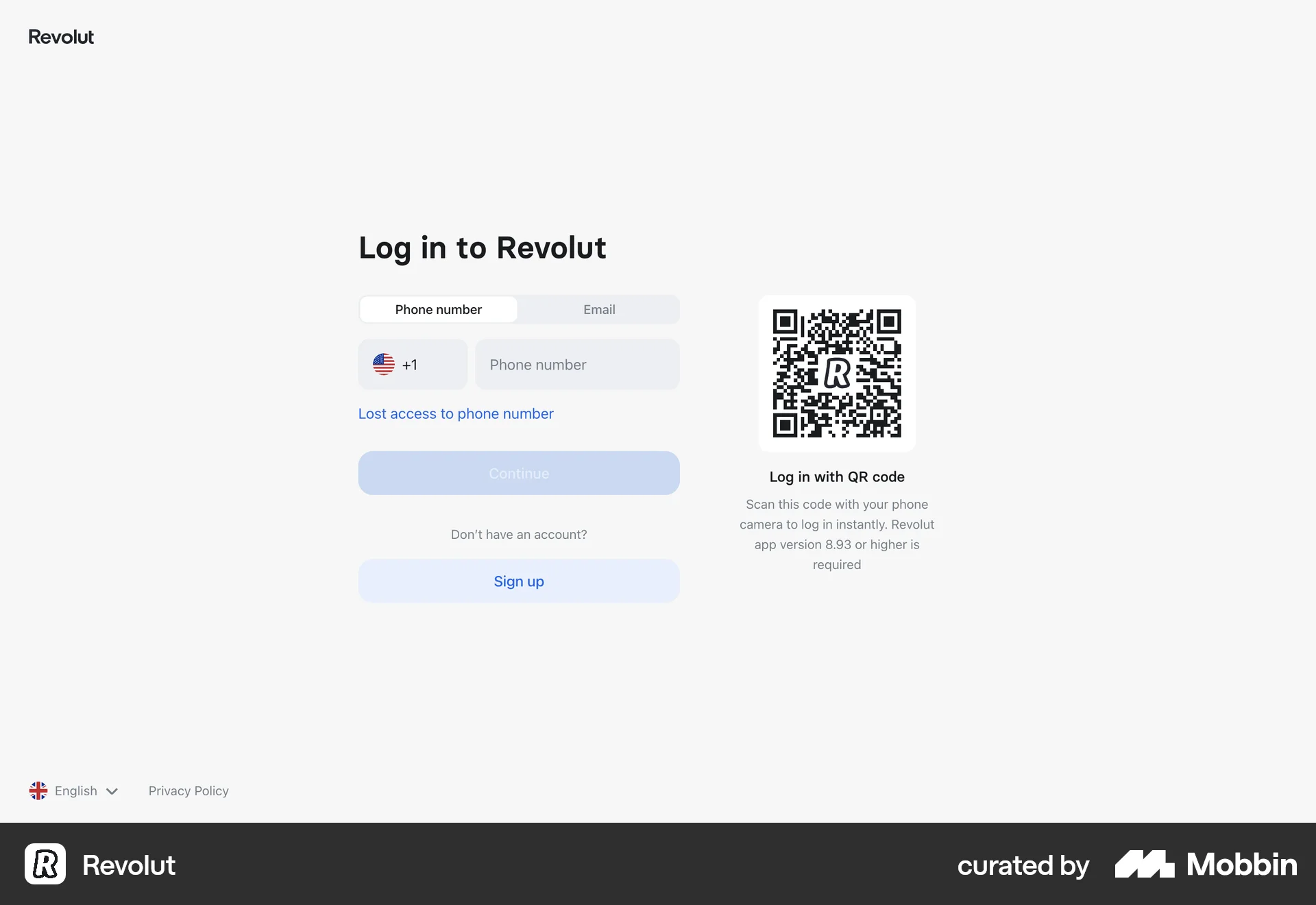 Revolut Web QR Code screen