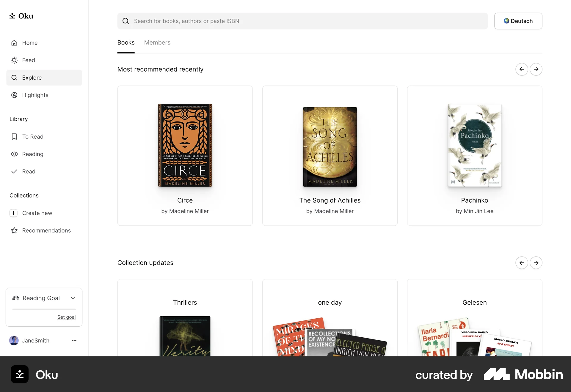Oku Web Search screen