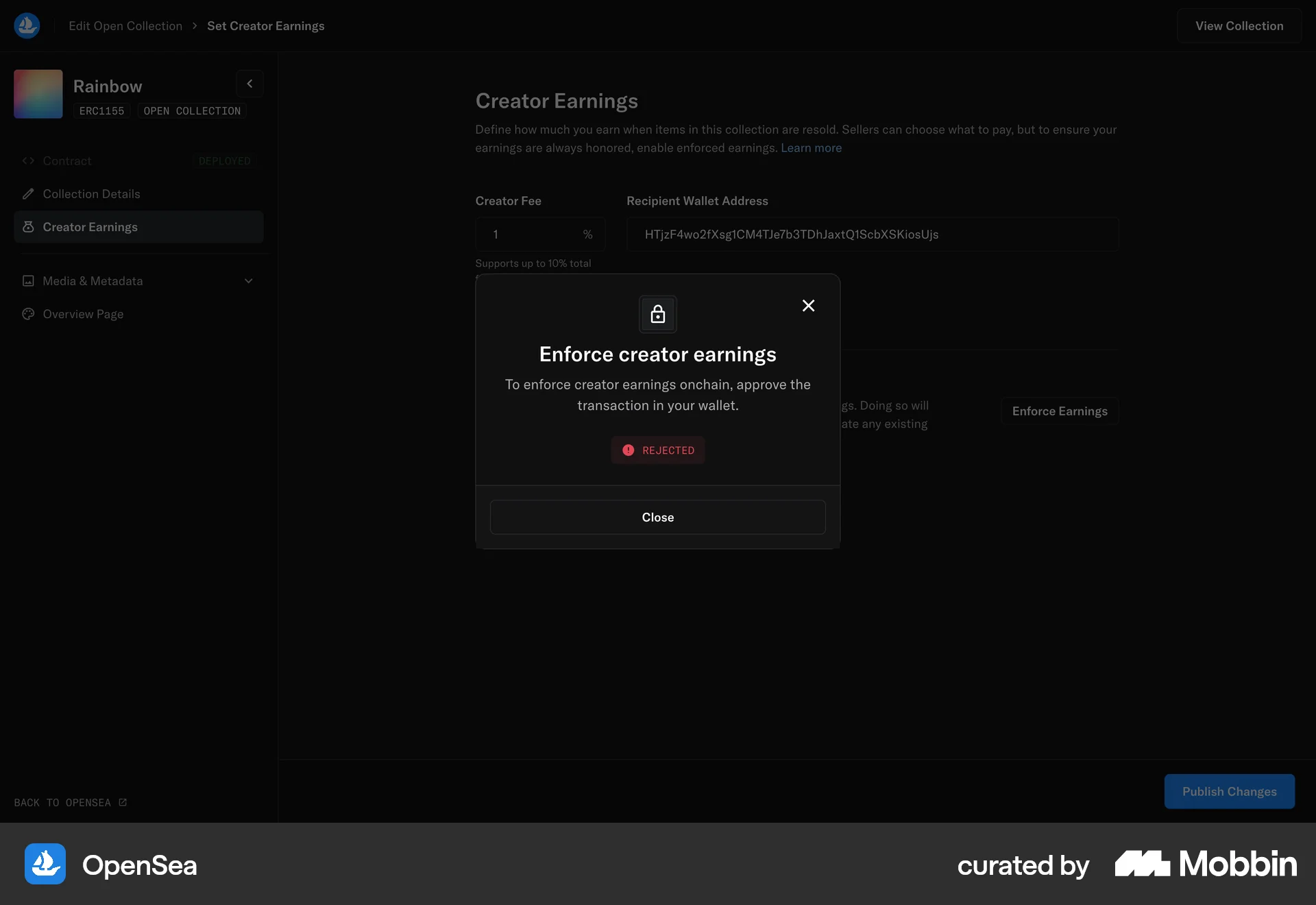 OpenSea Web Error screen