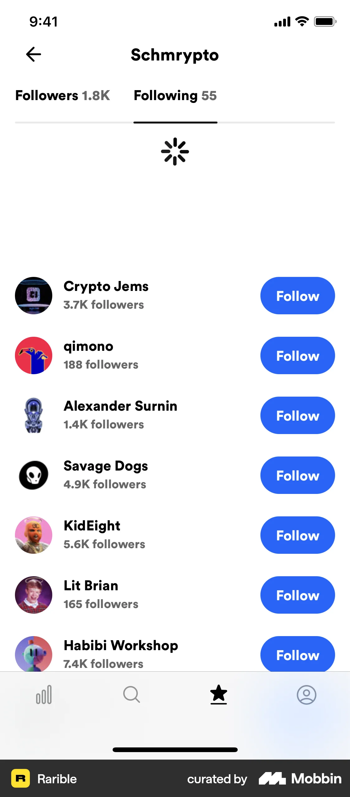 Rarible iOS Pull to Refresh screen