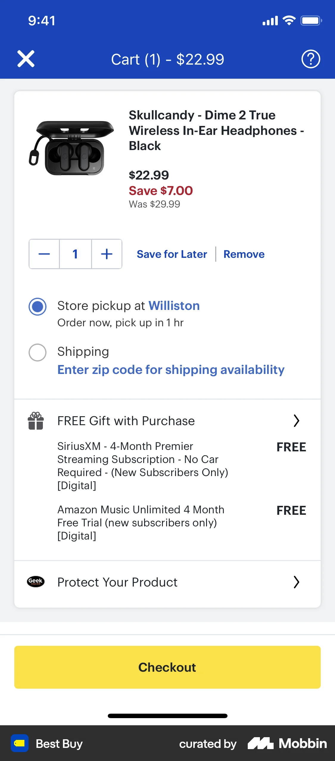 Best Buy iOS Mobile Shopping Cart screen