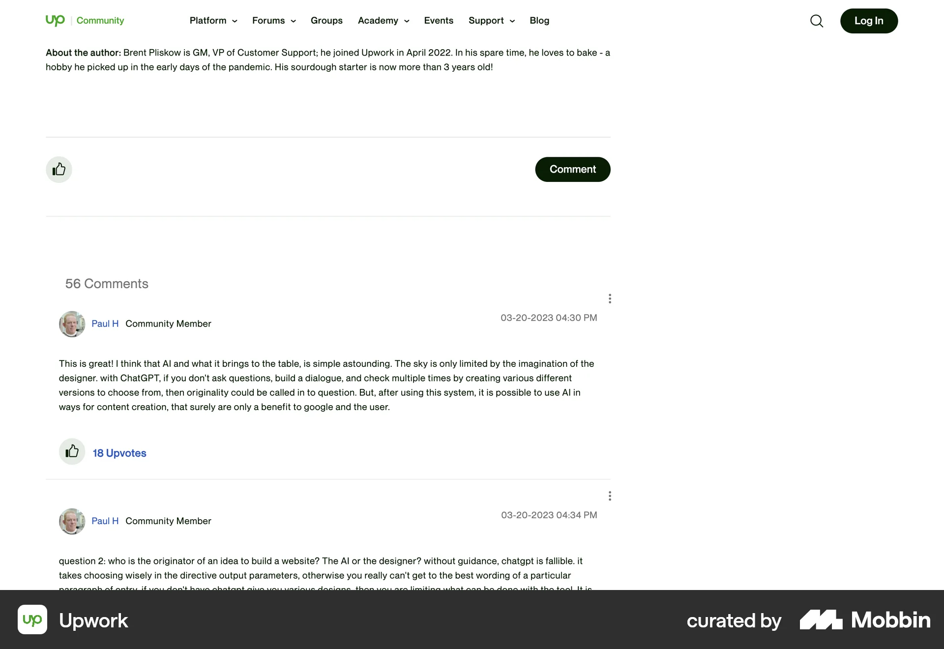 Upwork Web Post Detail screen