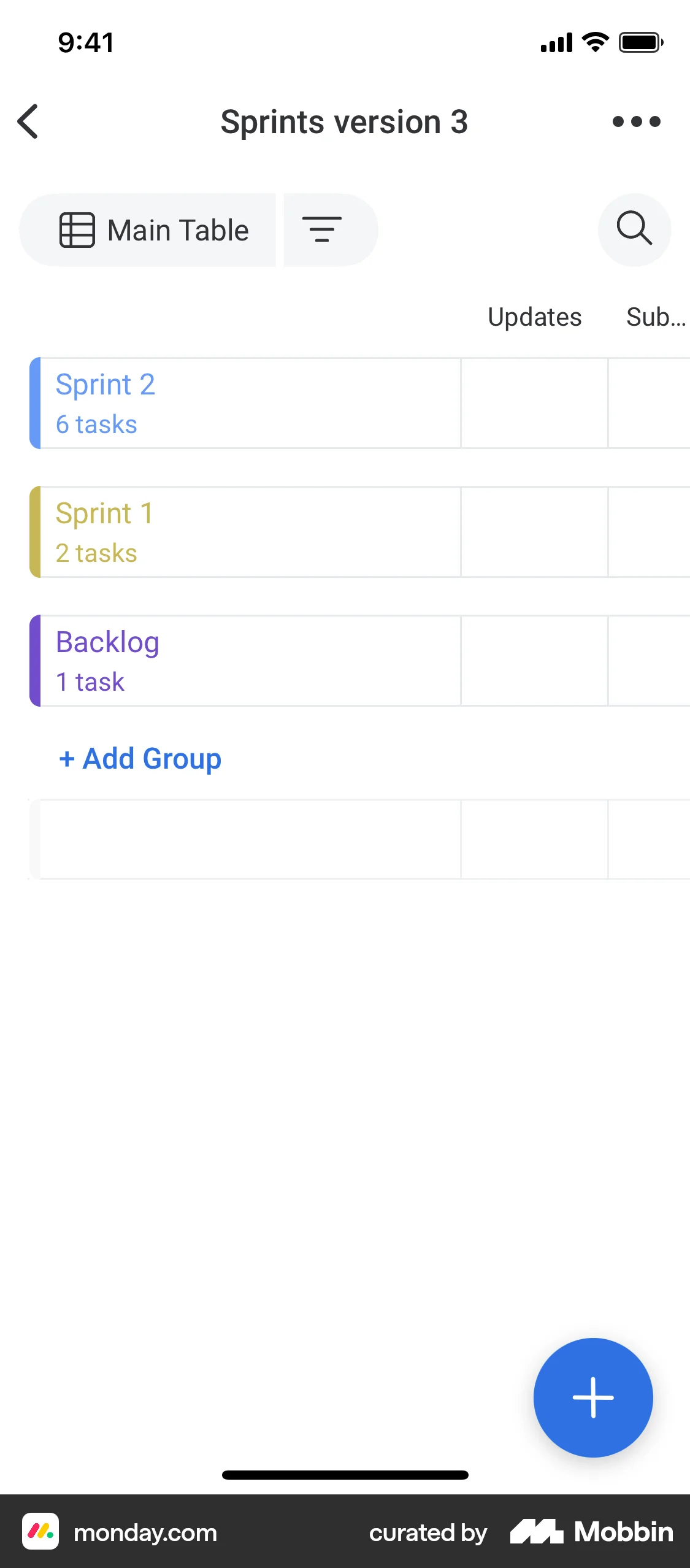 monday.com iOS Goal & Task screen
