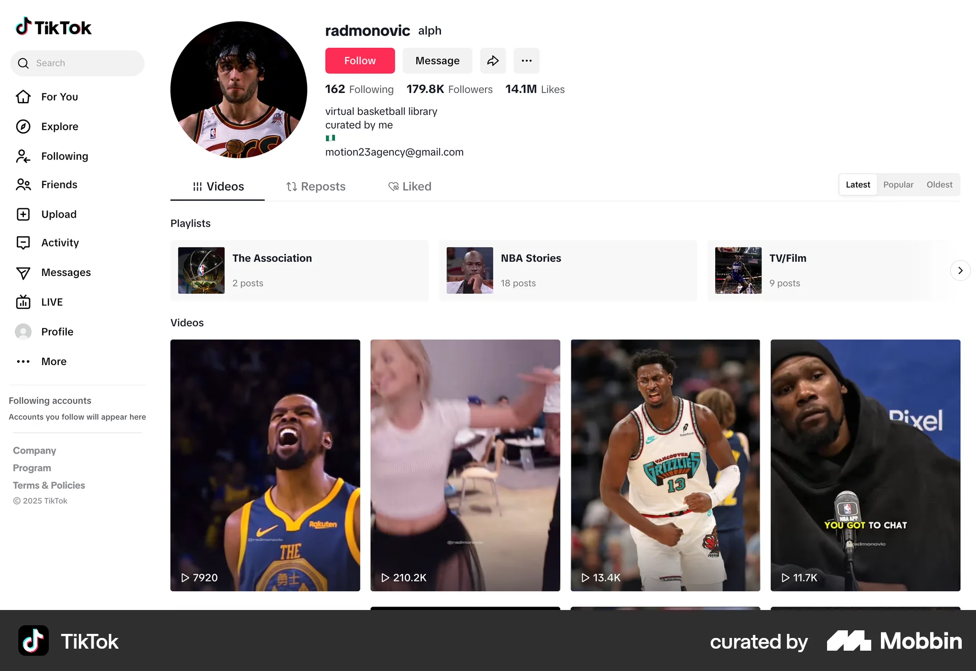 TikTok Web Social Networking App screen