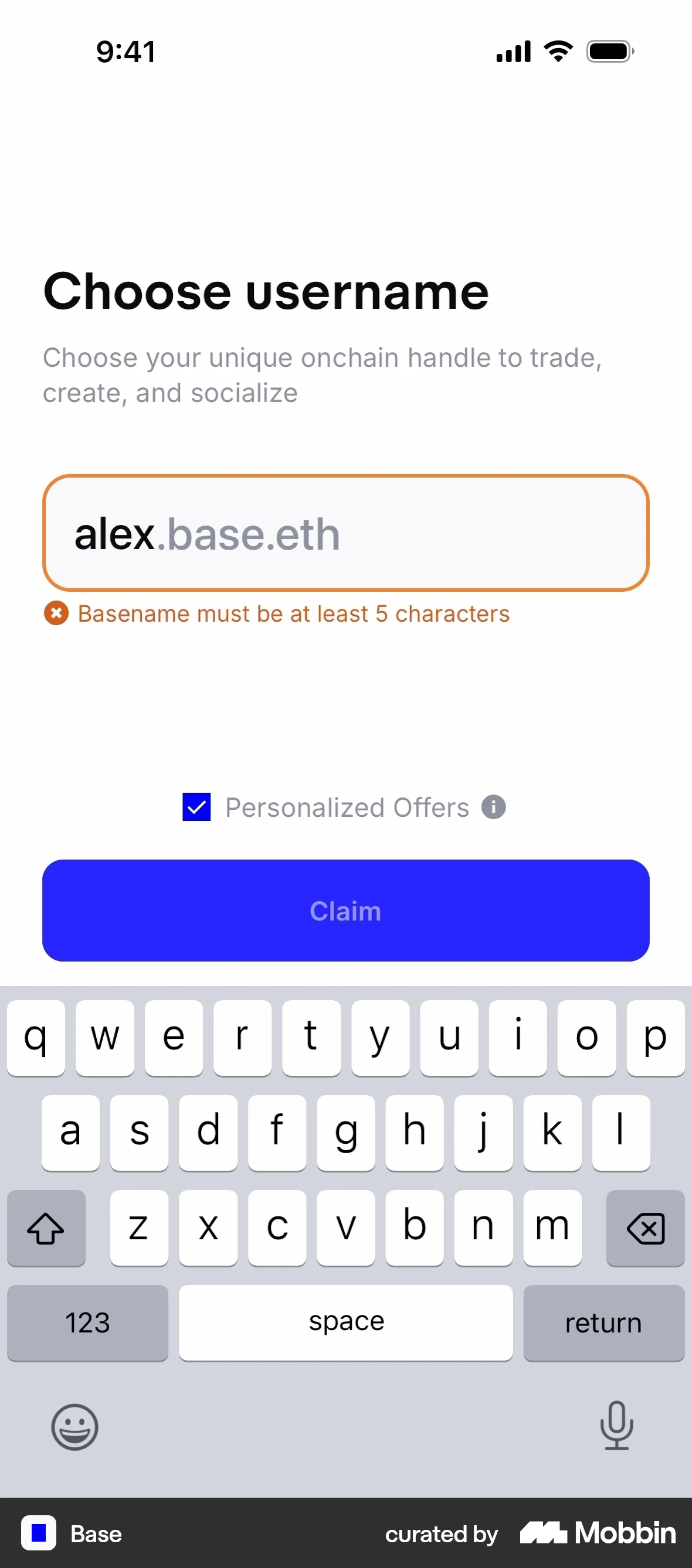 Base Onboarding screen