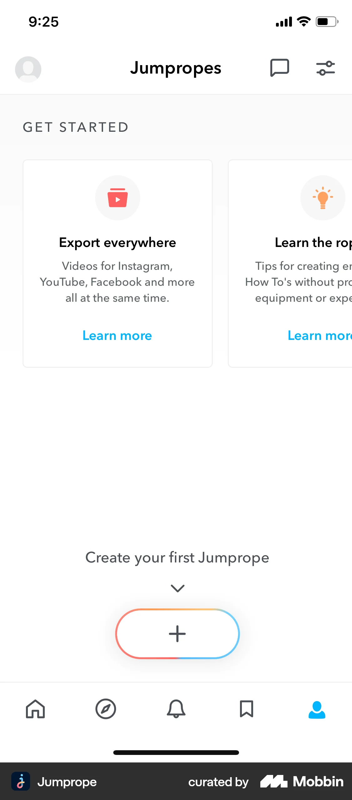 Jumprope iOS Photo & Video App screen