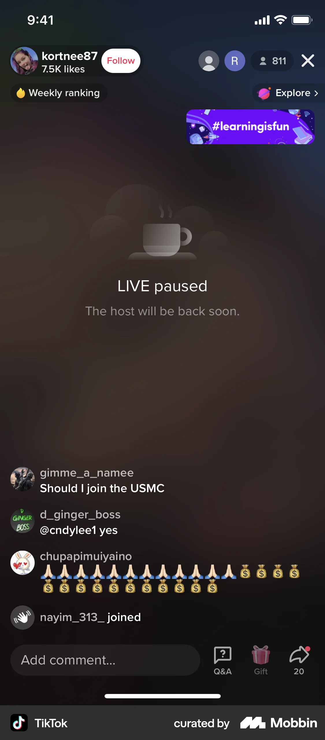 TikTok screen