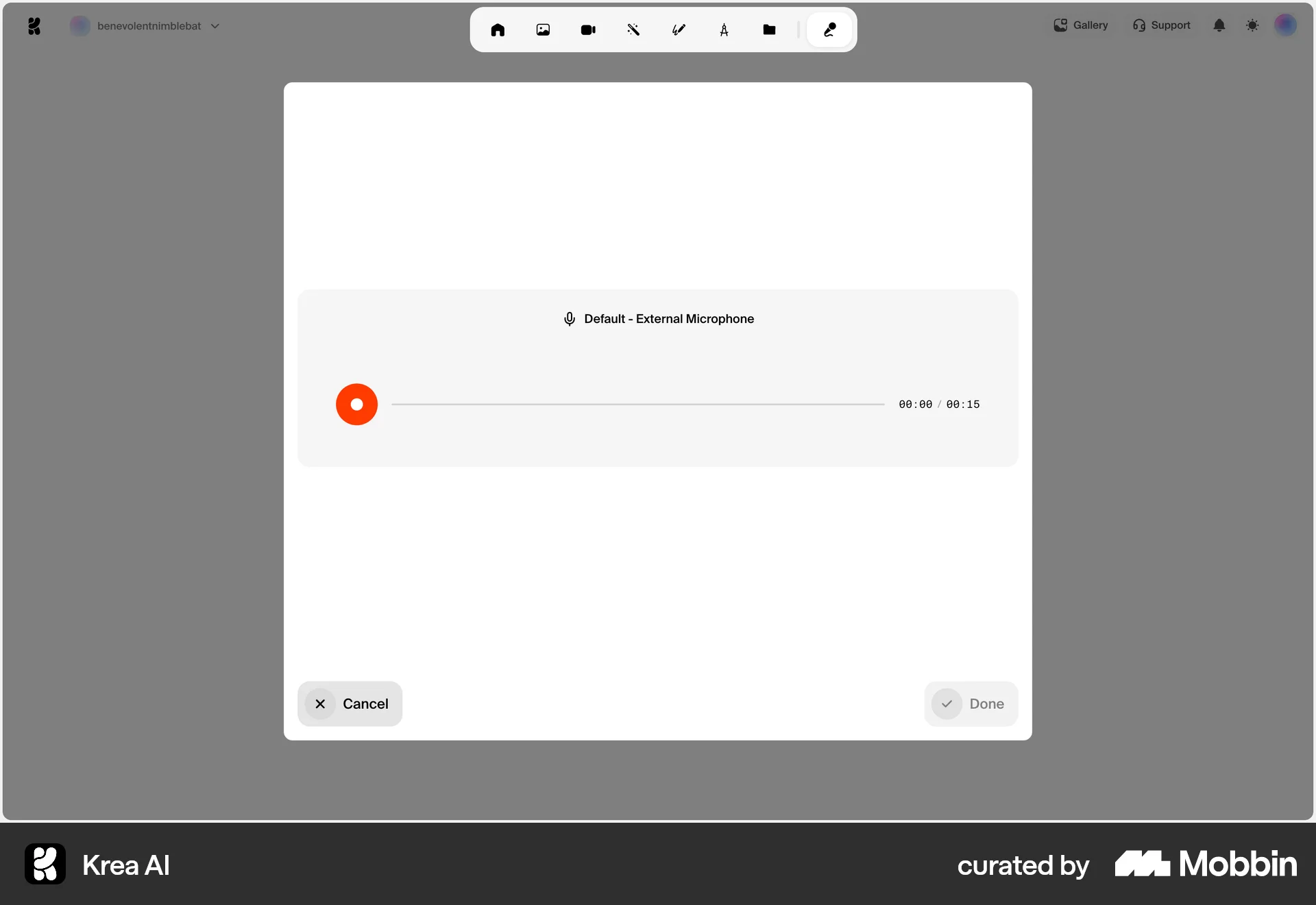 Krea AI Web Audio & Video Recorder screen
