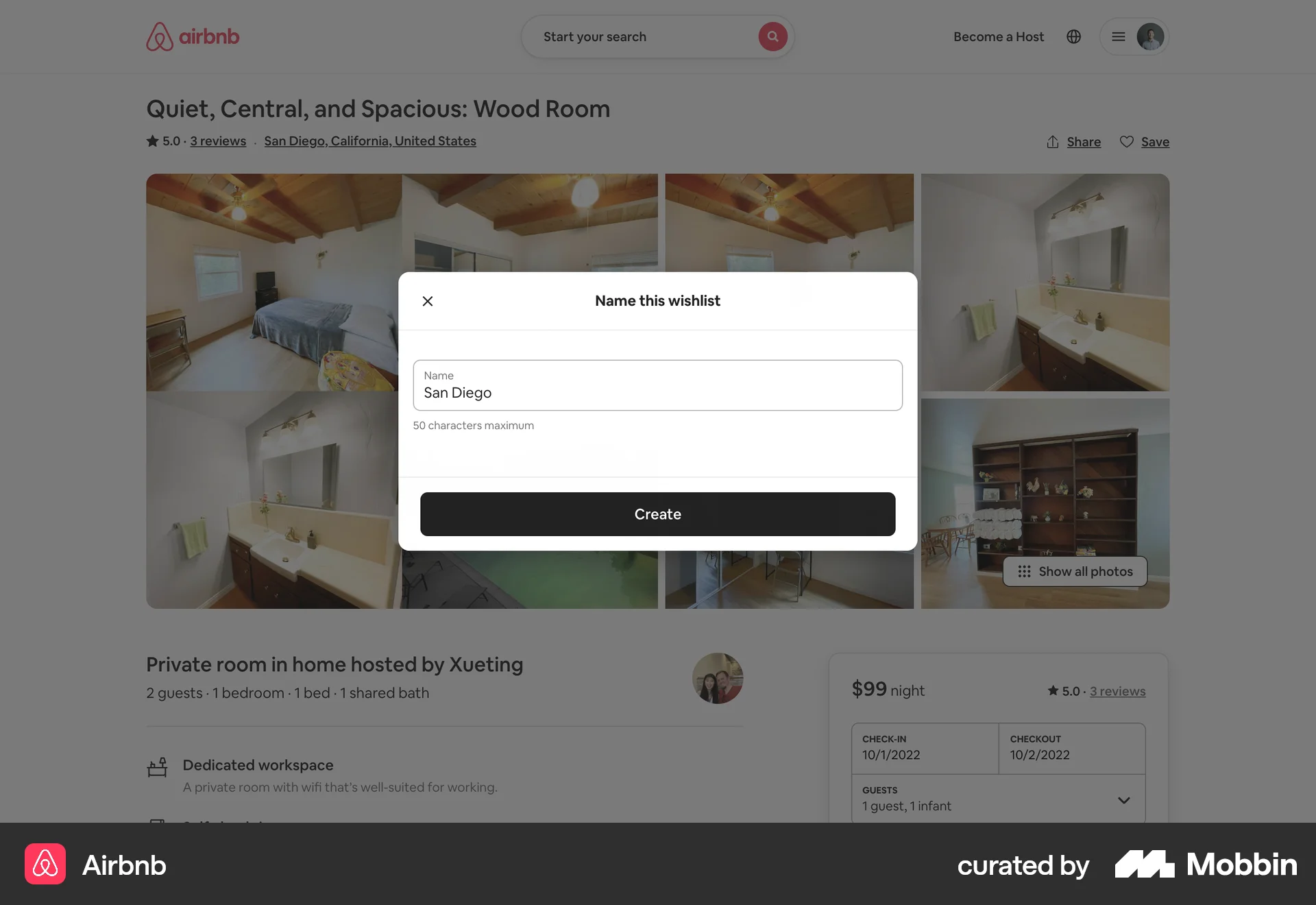 Airbnb Web Save screen