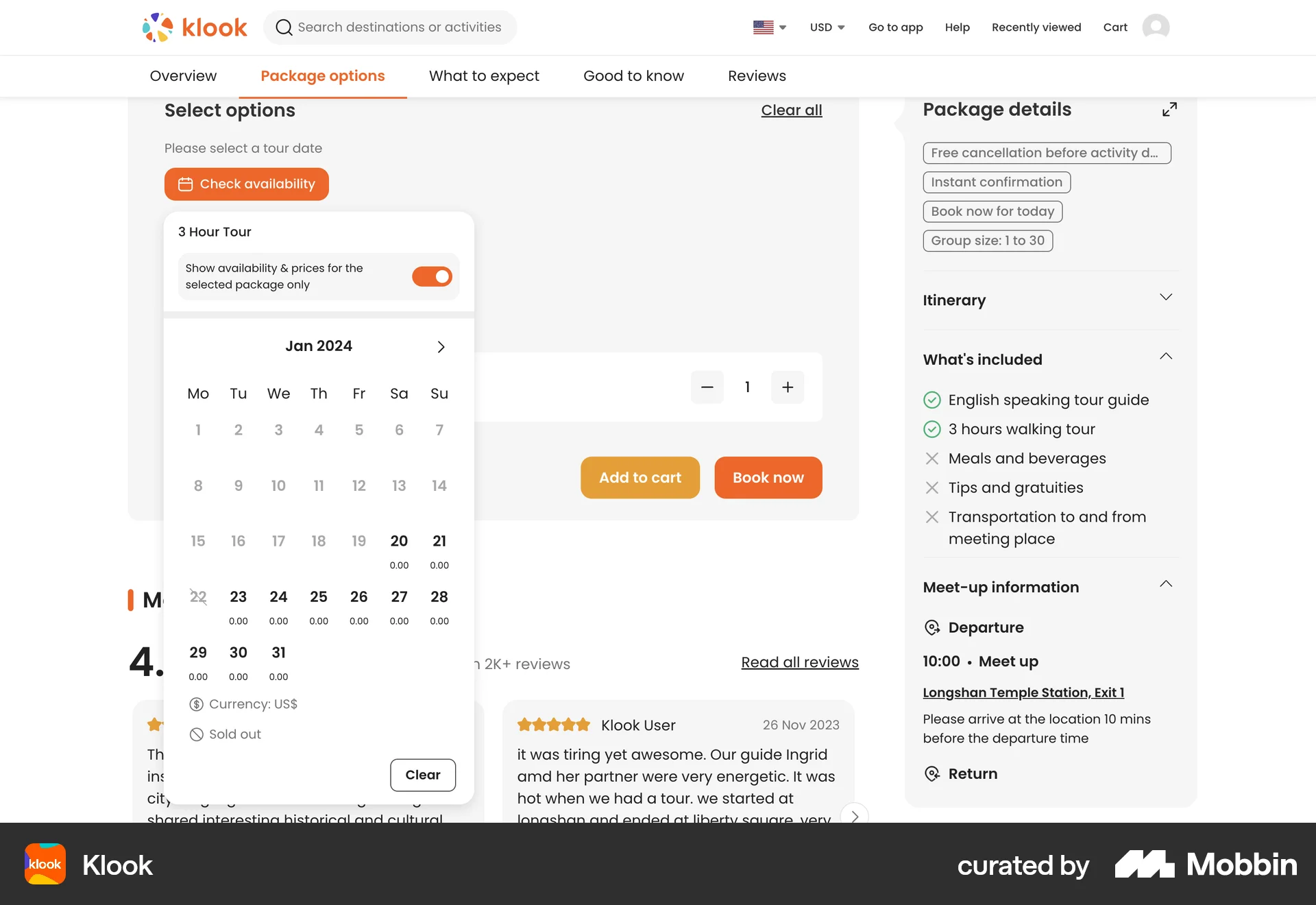 Klook Web screen containing Switch UI element