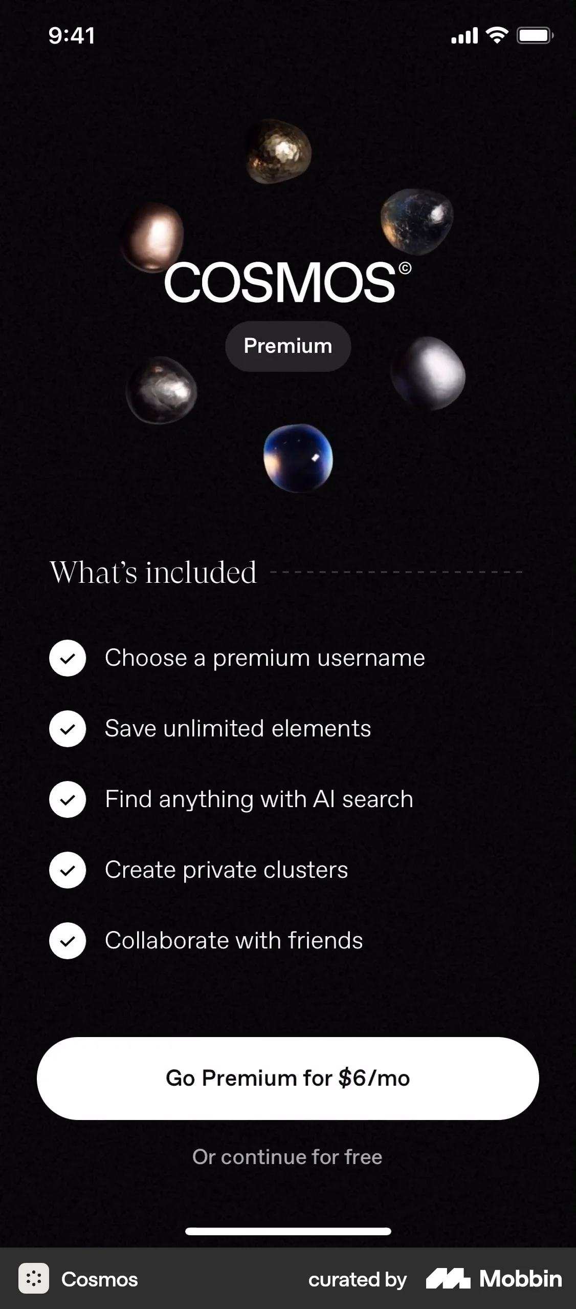 Cosmos iOS Subscription & Paywall screen