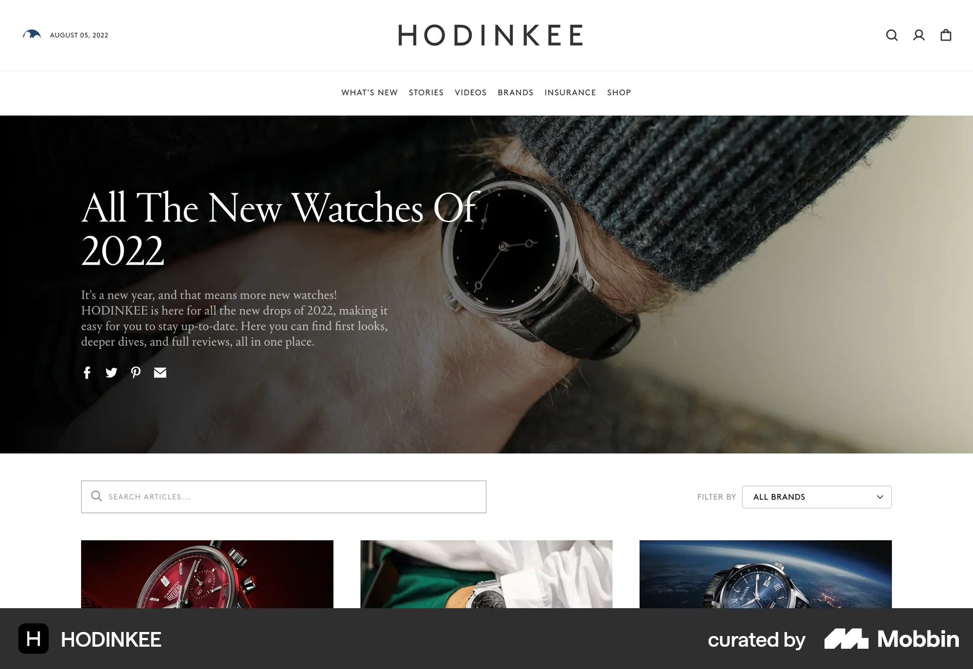 HODINKEE Web News Feed screen