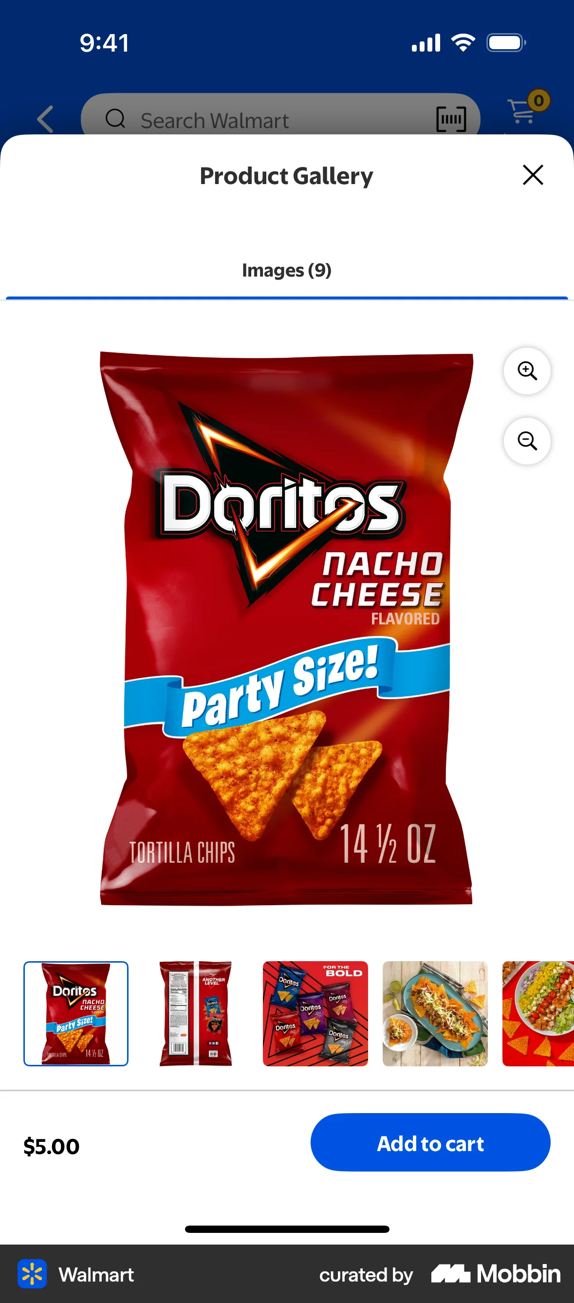 Walmart iOS screen containing Gallery UI element