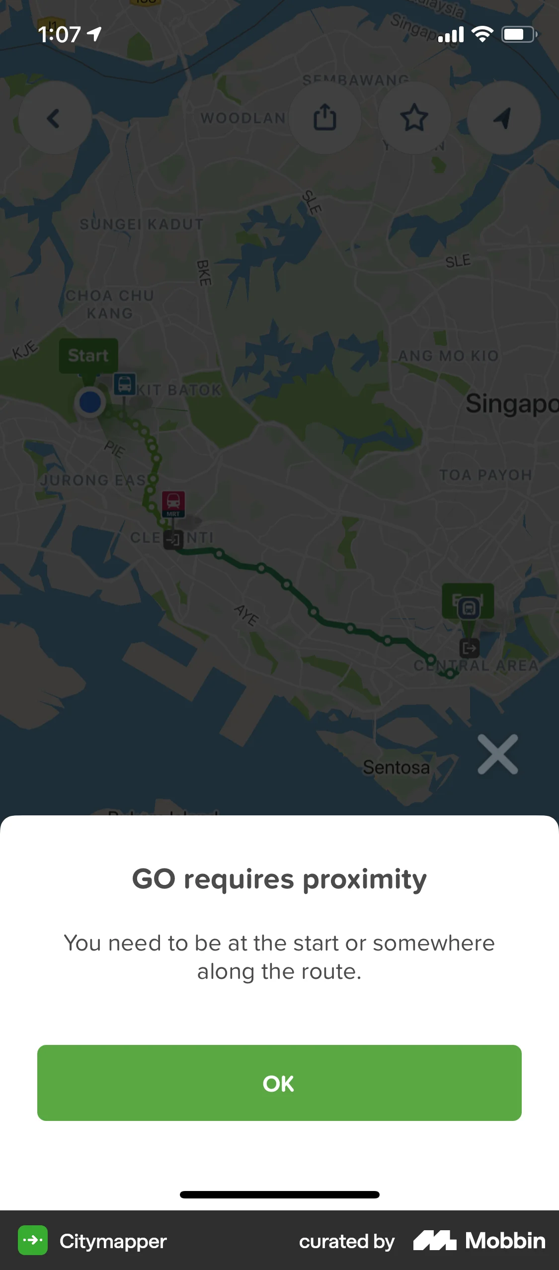 Citymapper iOS Error screen