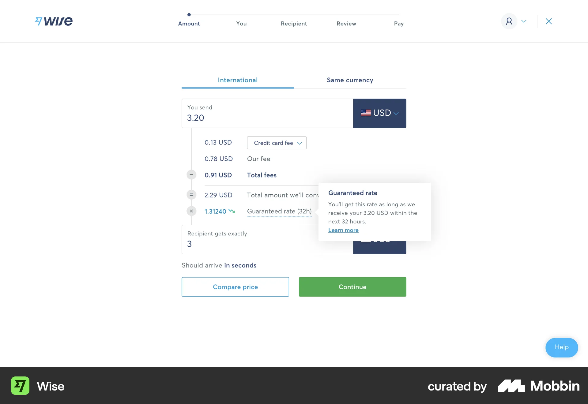 Wise Web screen containing Tooltip UI element