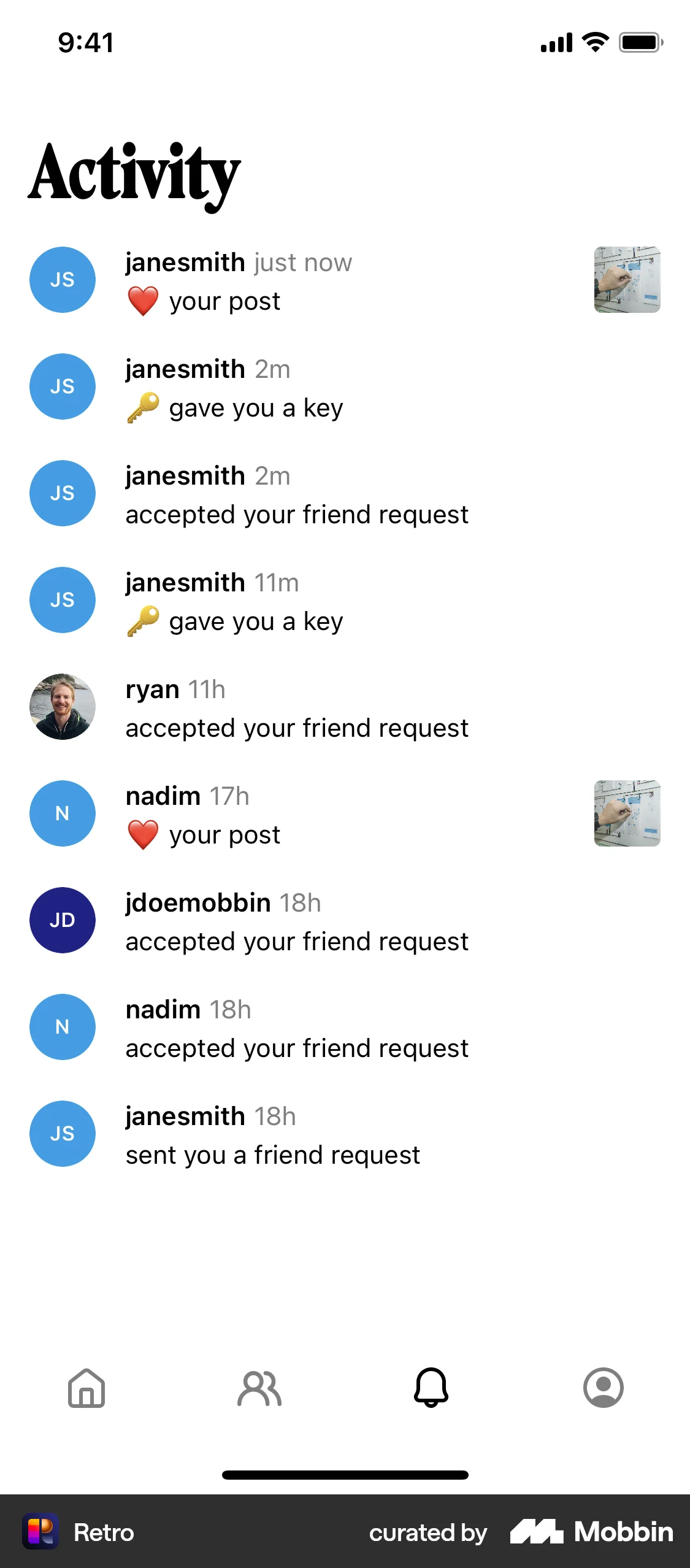 Retro iOS Notifications screen