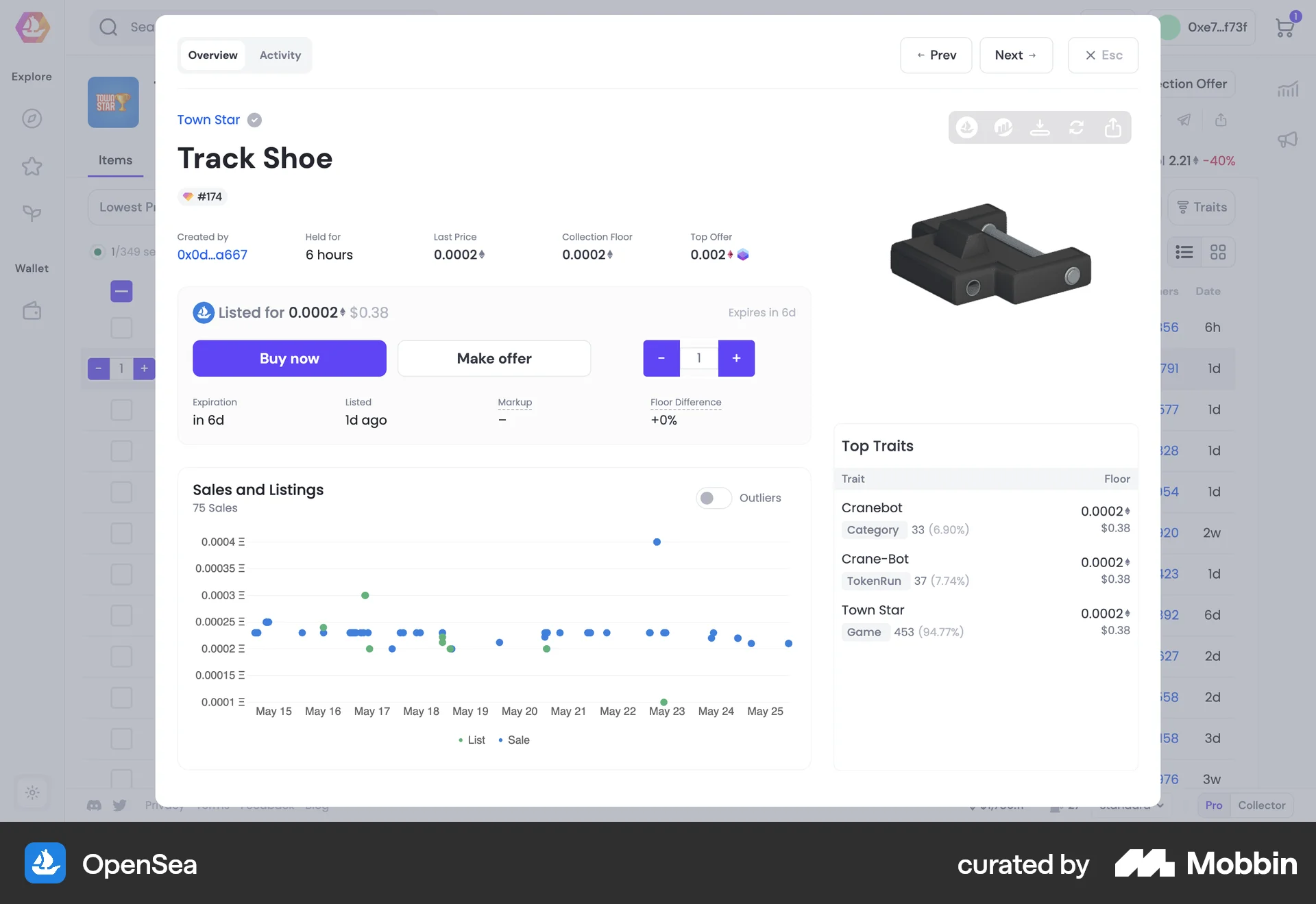 OpenSea Web screen containing Stepper UI element
