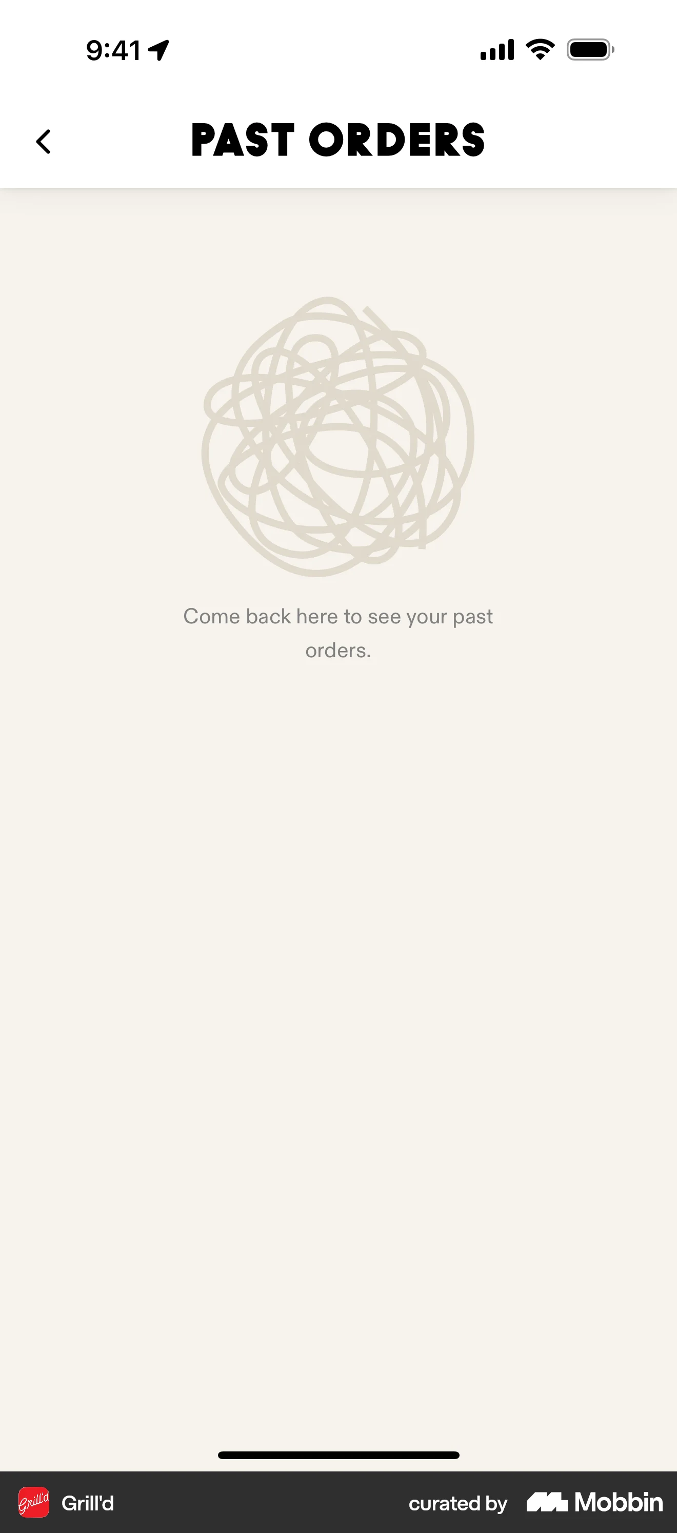 Grill'd iOS Empty State screen