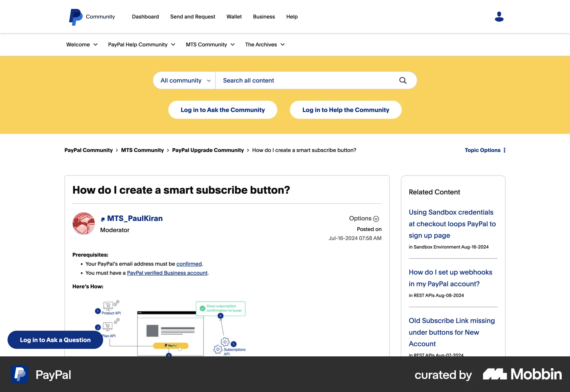 PayPal Web Post Detail screen