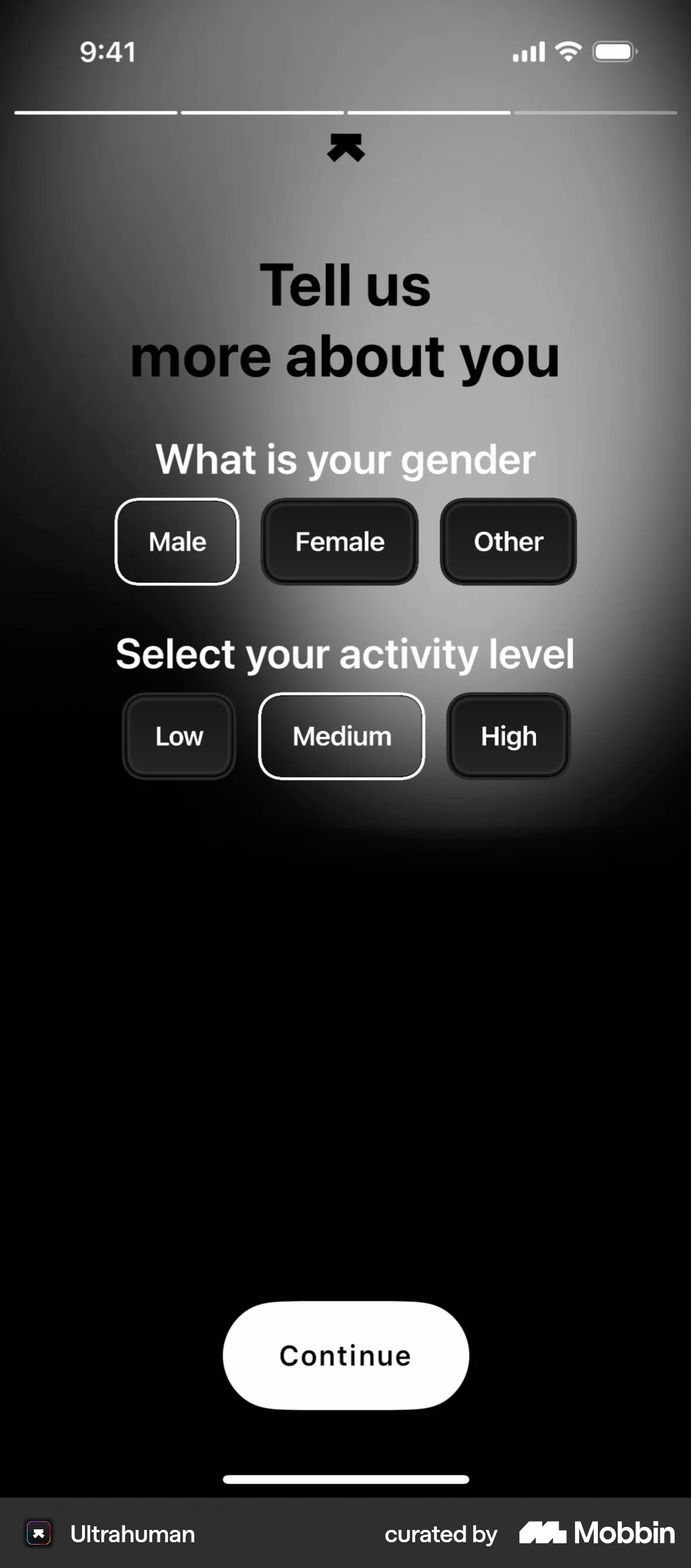 Ultrahuman iOS Account Setup screen