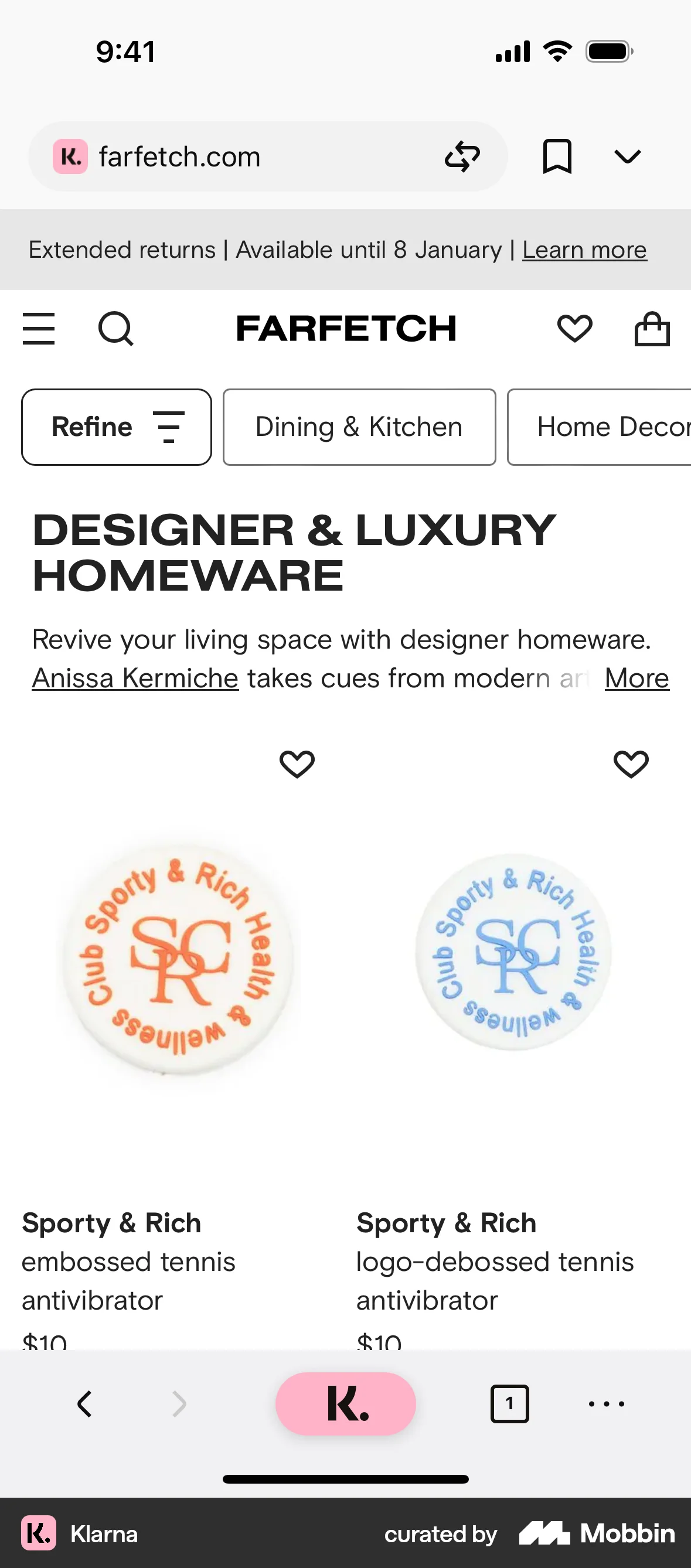 Klarna iOS Shop & Storefront screen