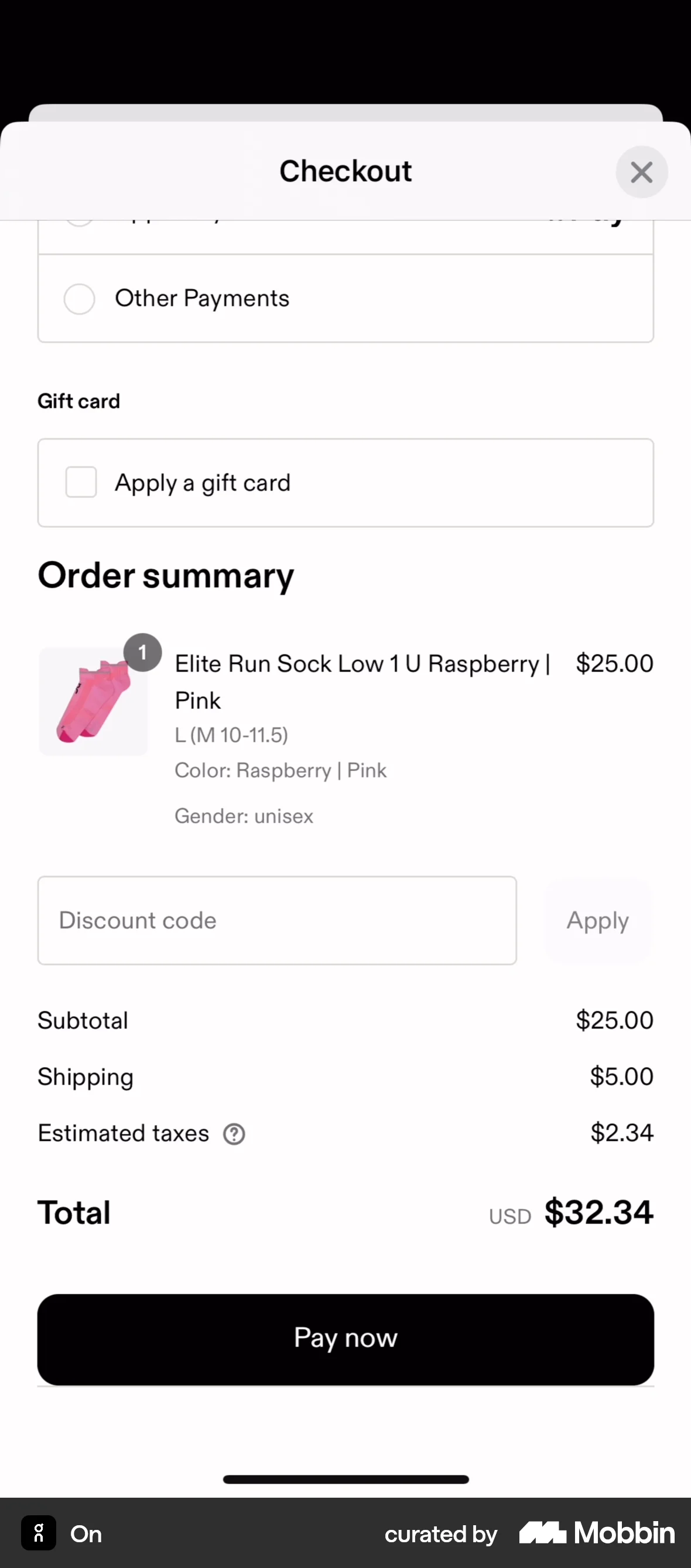 On iOS Checkout screen