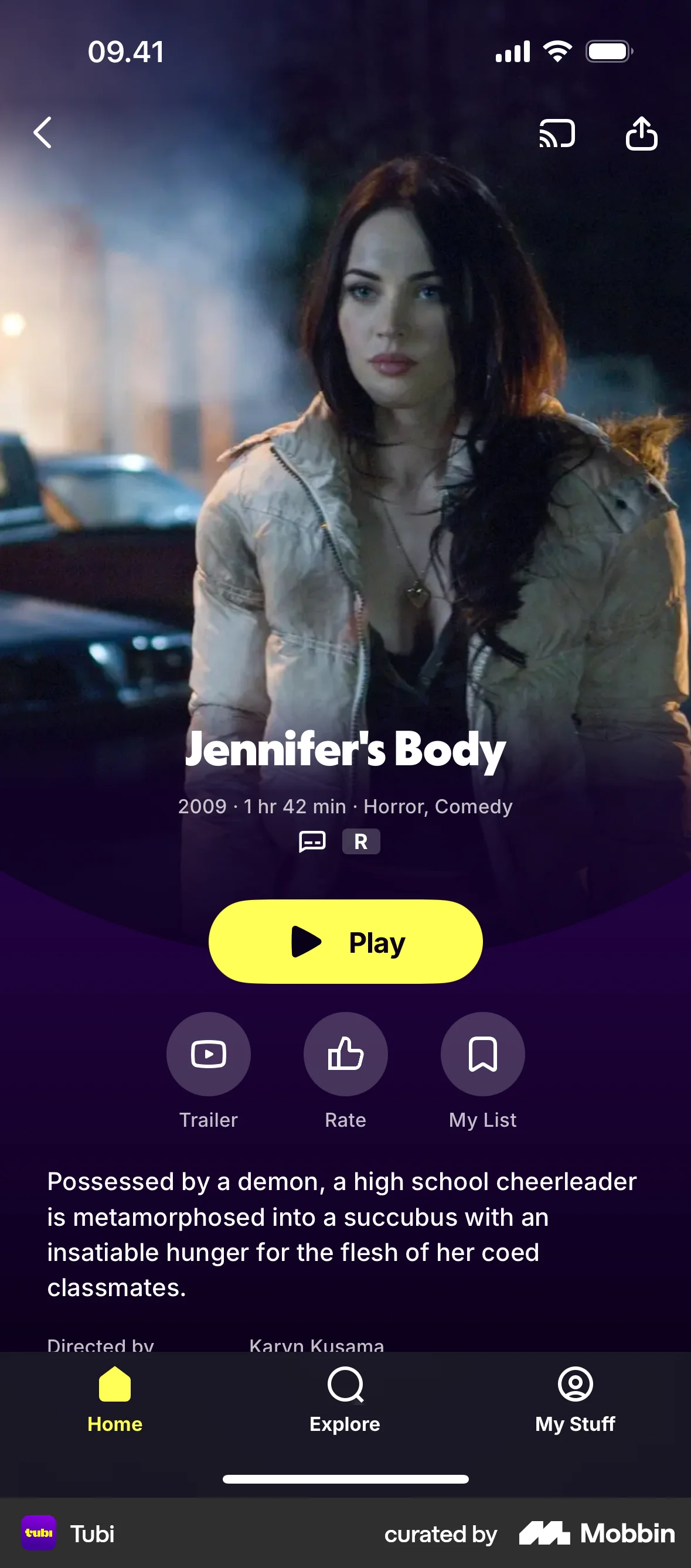 Tubi iOS TV Show & Movie Detail screen